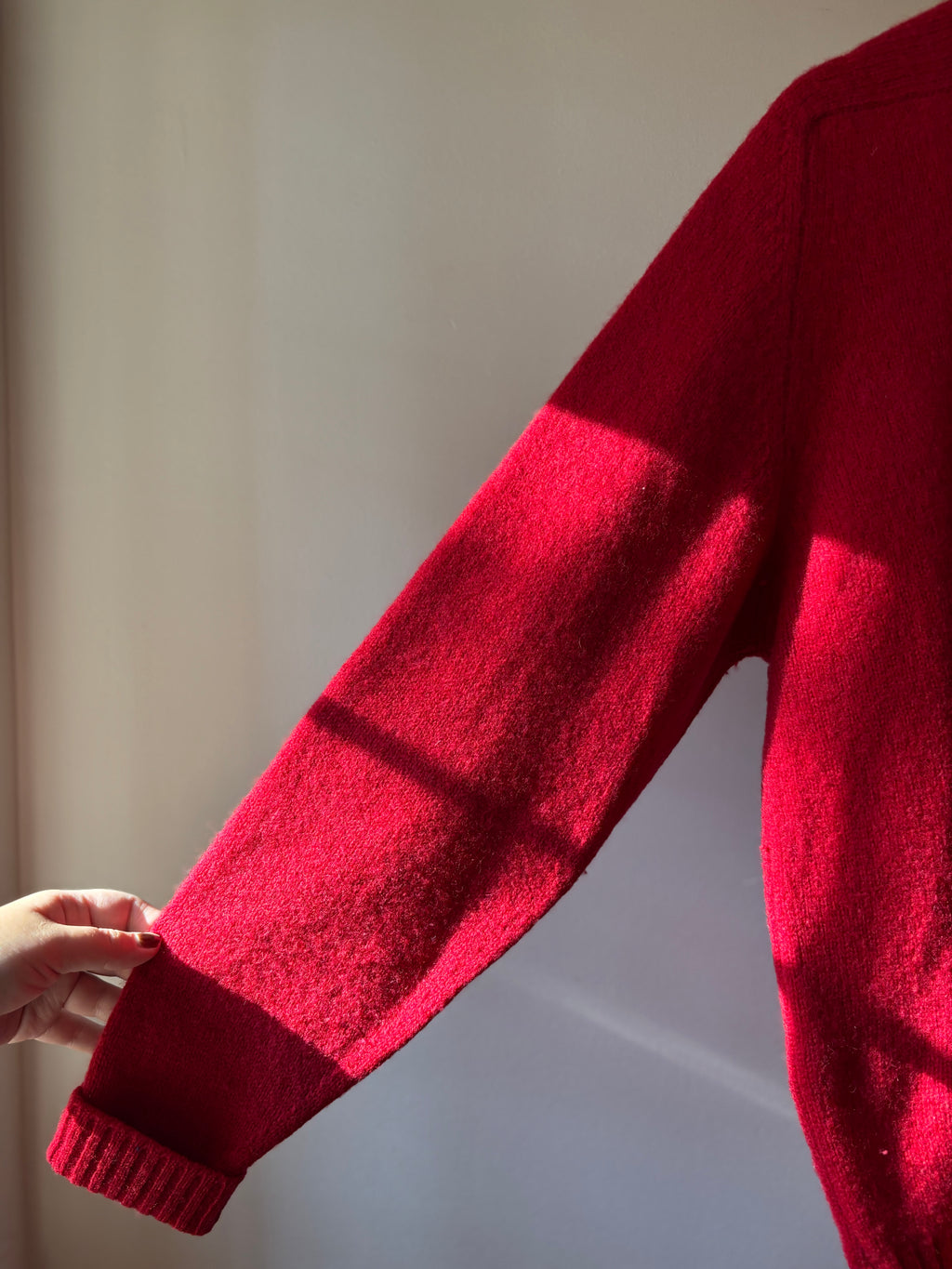 1970s Red Wool England-Made Sweater | Vintage Vibrant Crewneck Knit