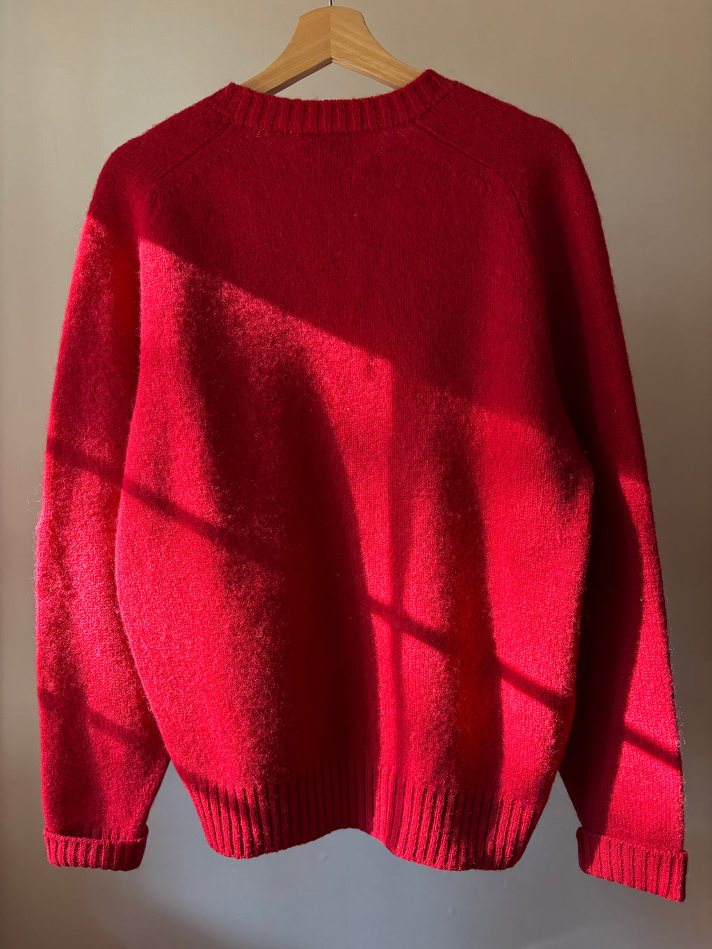1970s Red Wool England-Made Sweater | Vintage Vibrant Crewneck Knit
