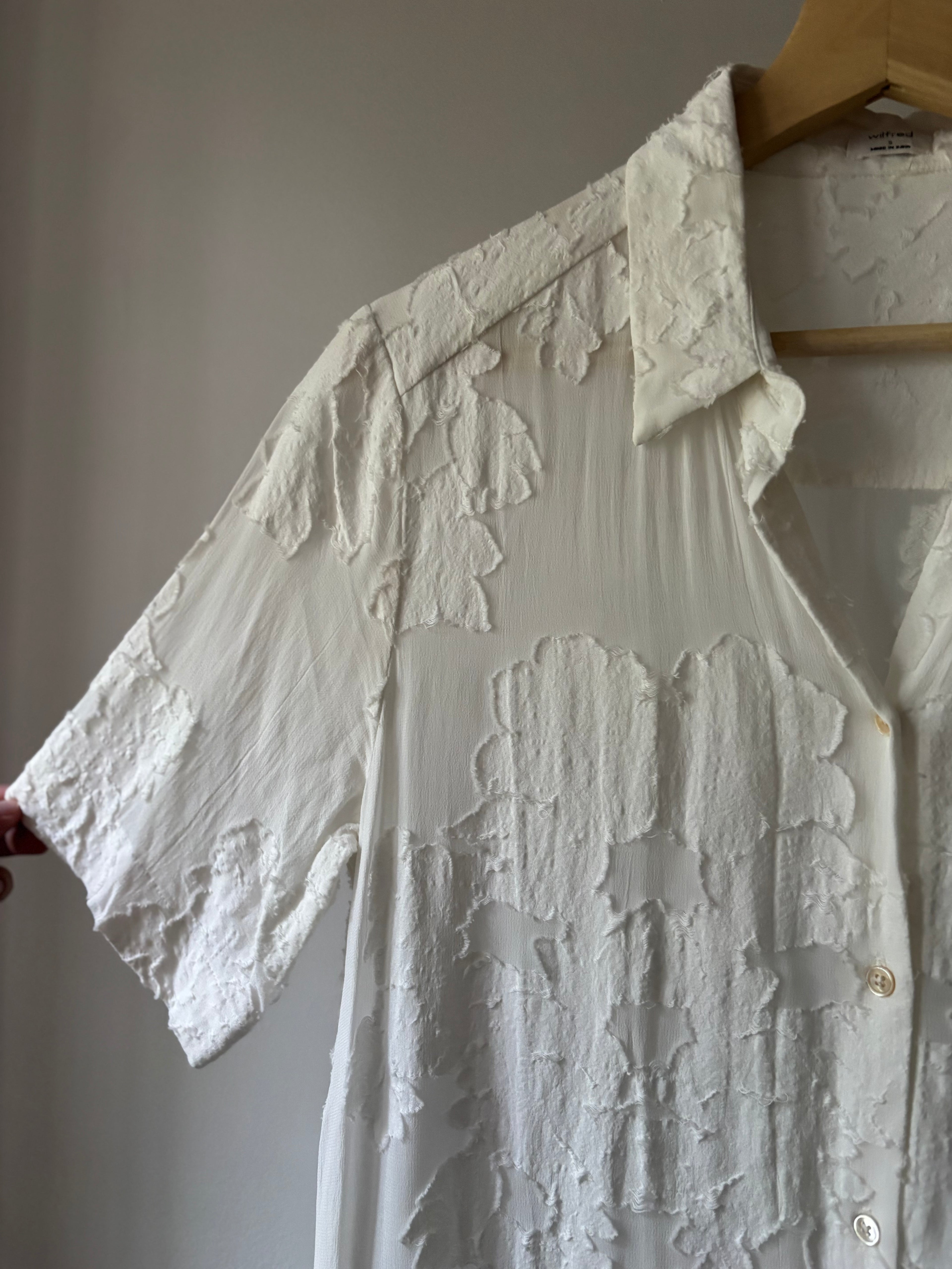 White Sheer Aritzia Dress with Floral Applique