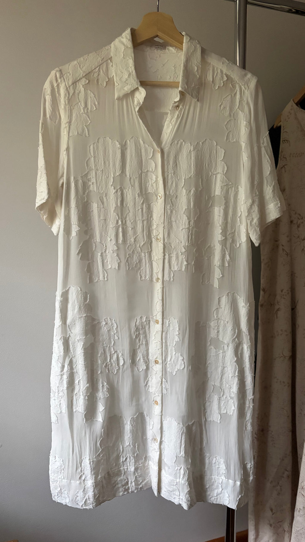 White Sheer Aritzia Dress with Floral Applique