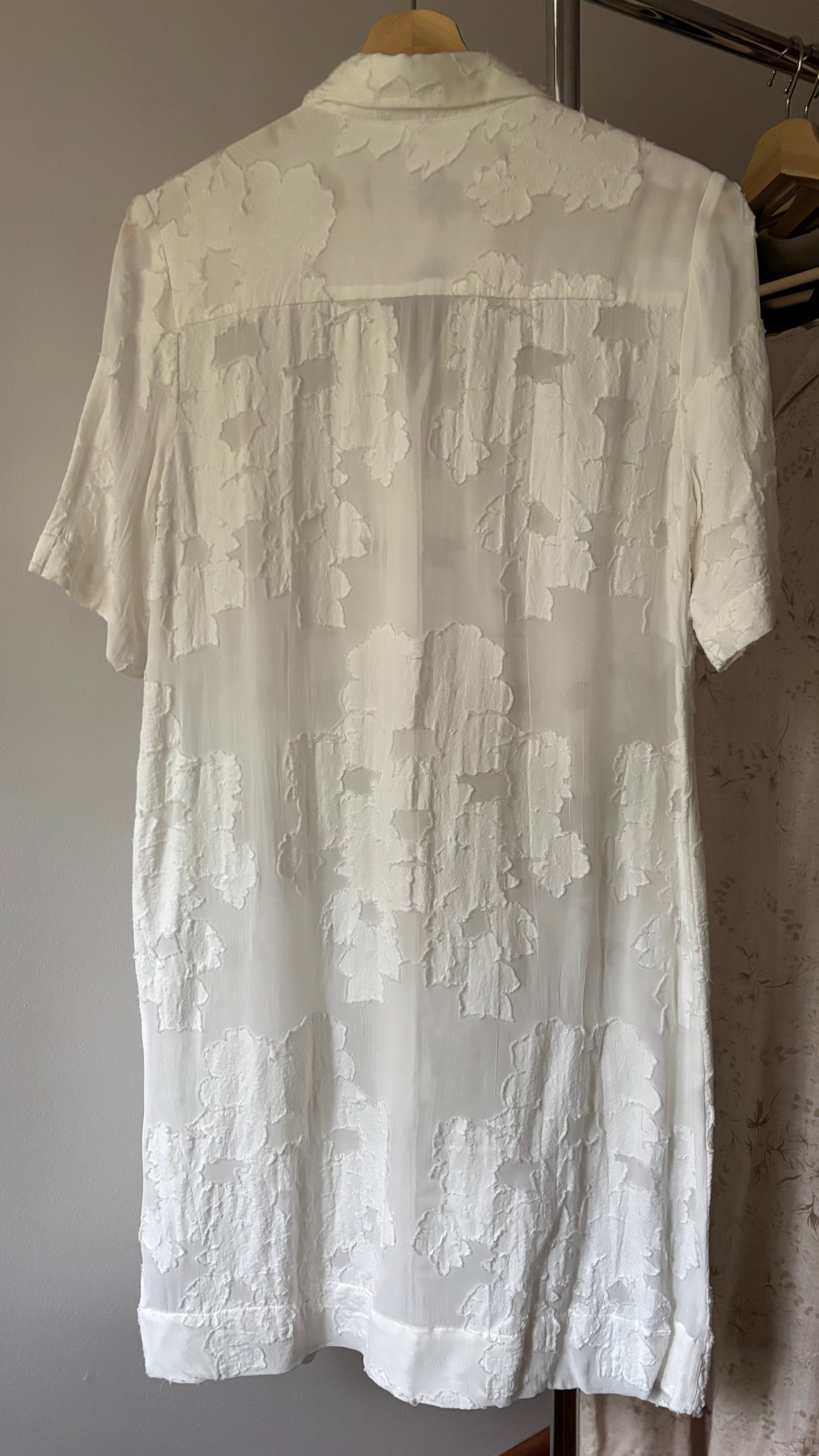 White Sheer Aritzia Dress with Floral Applique