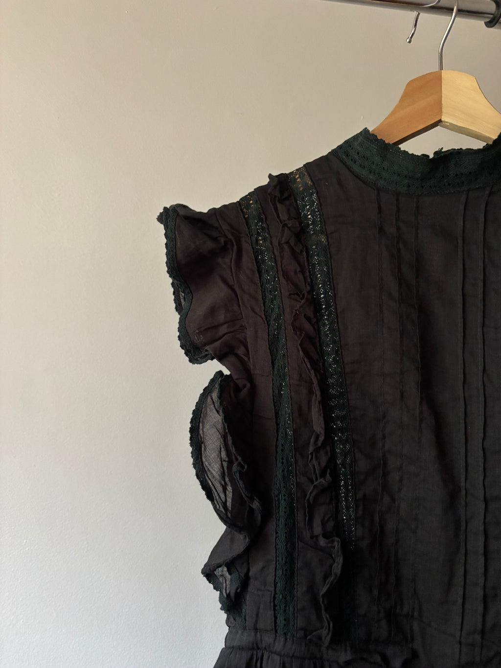 Y2K Ruffled Black Apron Dress with Tie