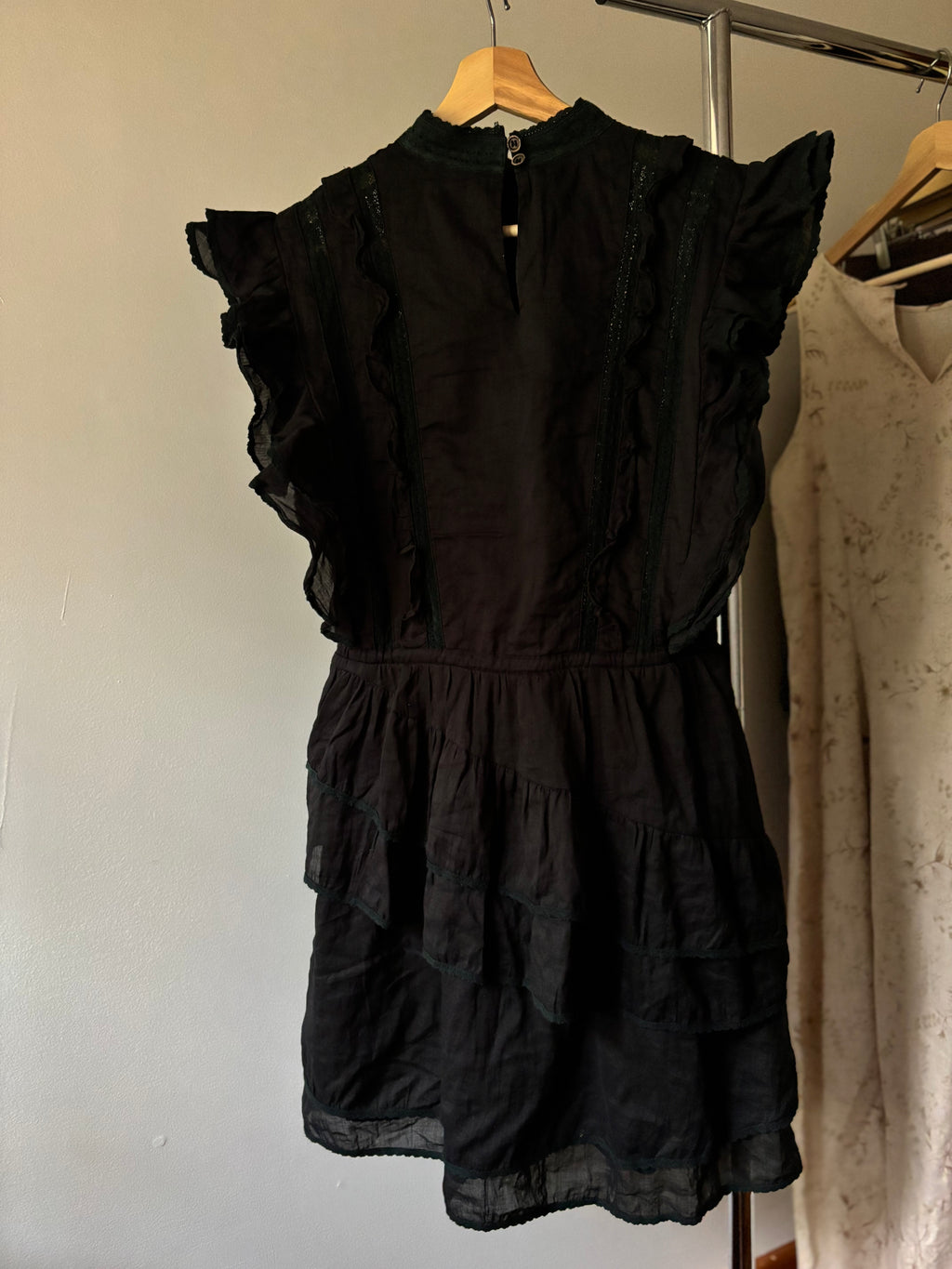 Y2K Ruffled Black Apron Dress with Tie