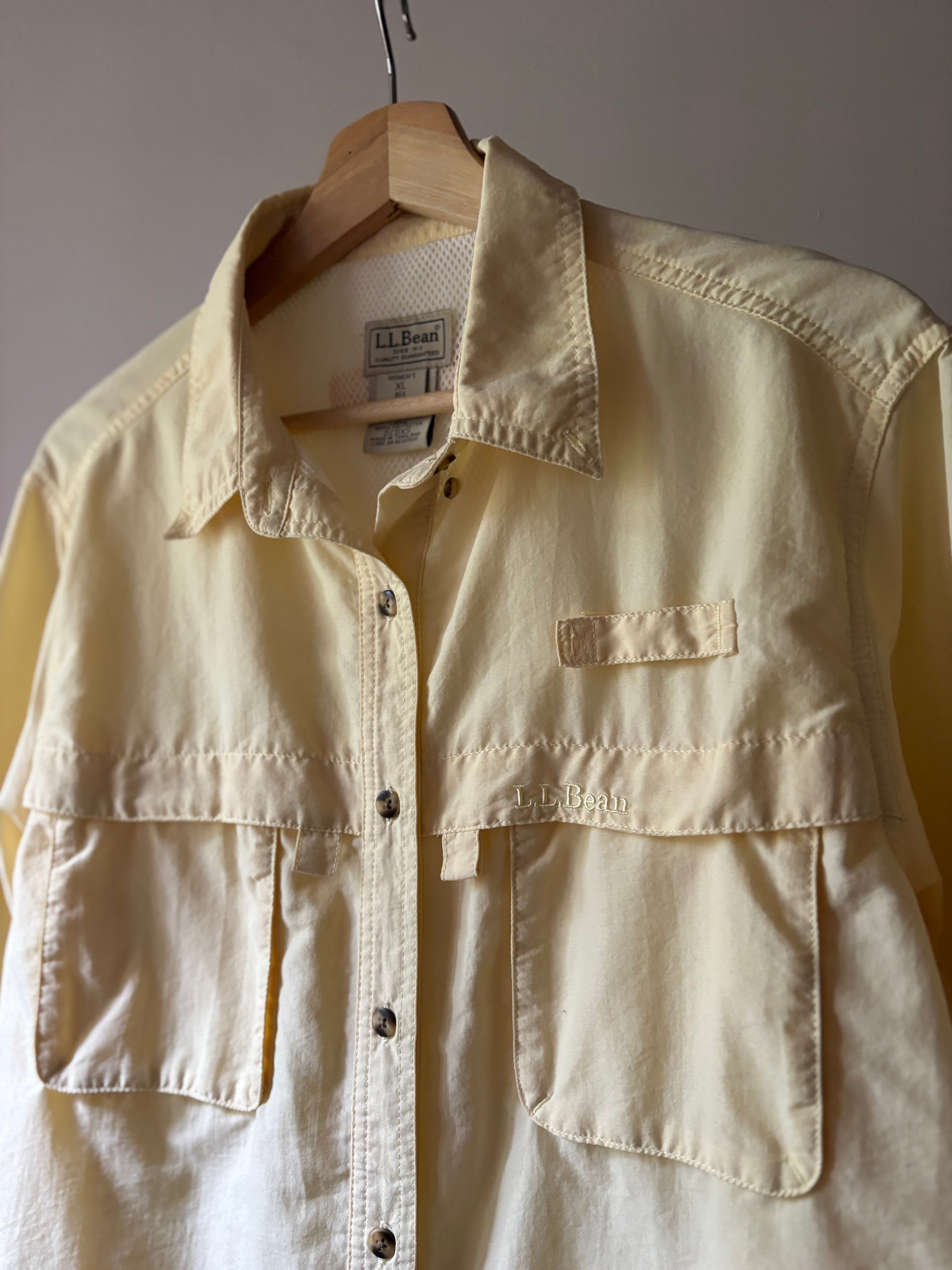 1990s Butter Yellow L.L. Bean Lightweight Fisherman Shirt