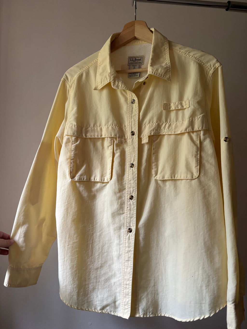 1990s Butter Yellow L.L. Bean Lightweight Fisherman Shirt