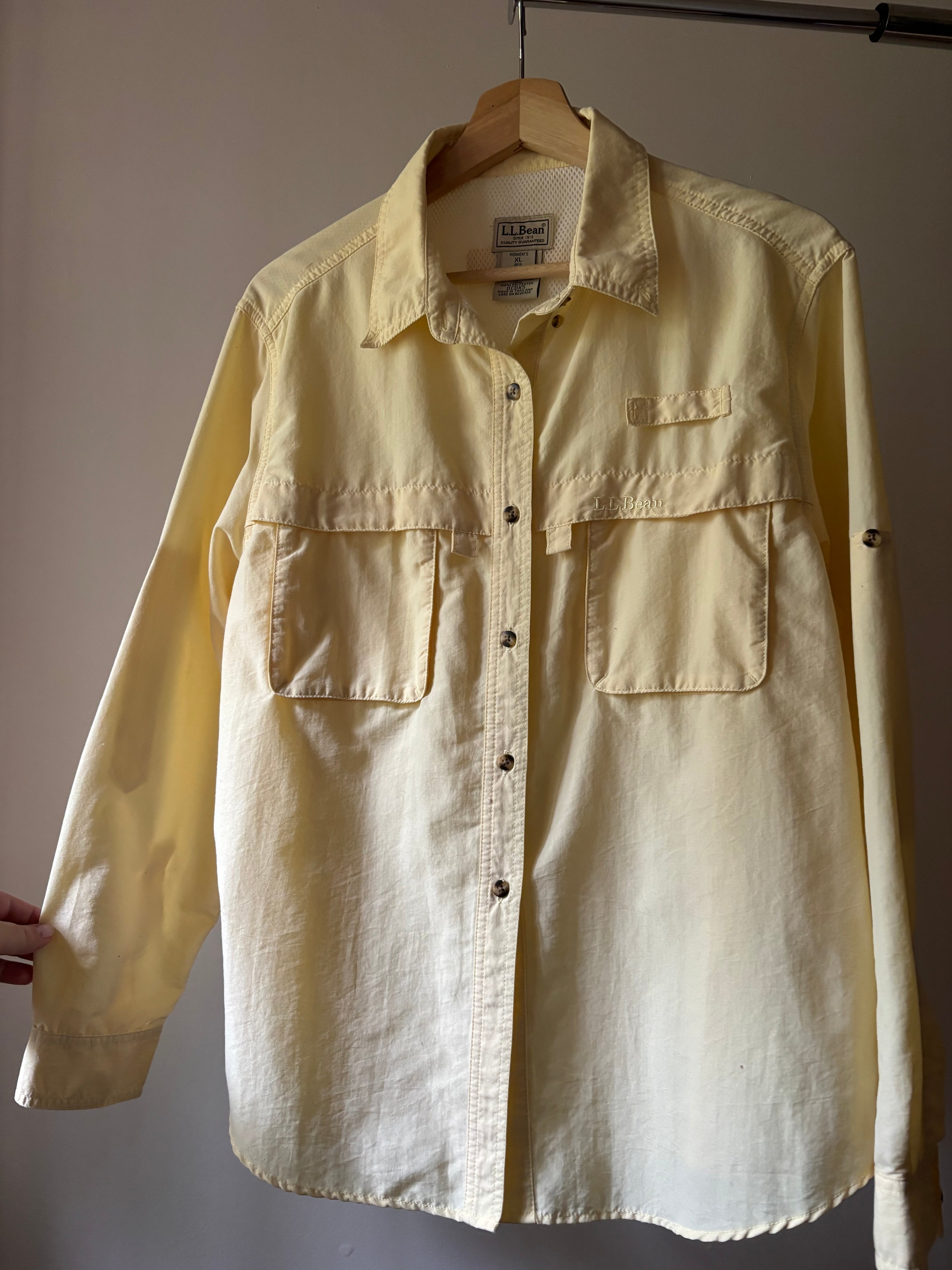 1990s Butter Yellow L.L. Bean Lightweight Fisherman Shirt
