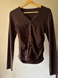 Soft Minimal Brown Ruched Cardigan