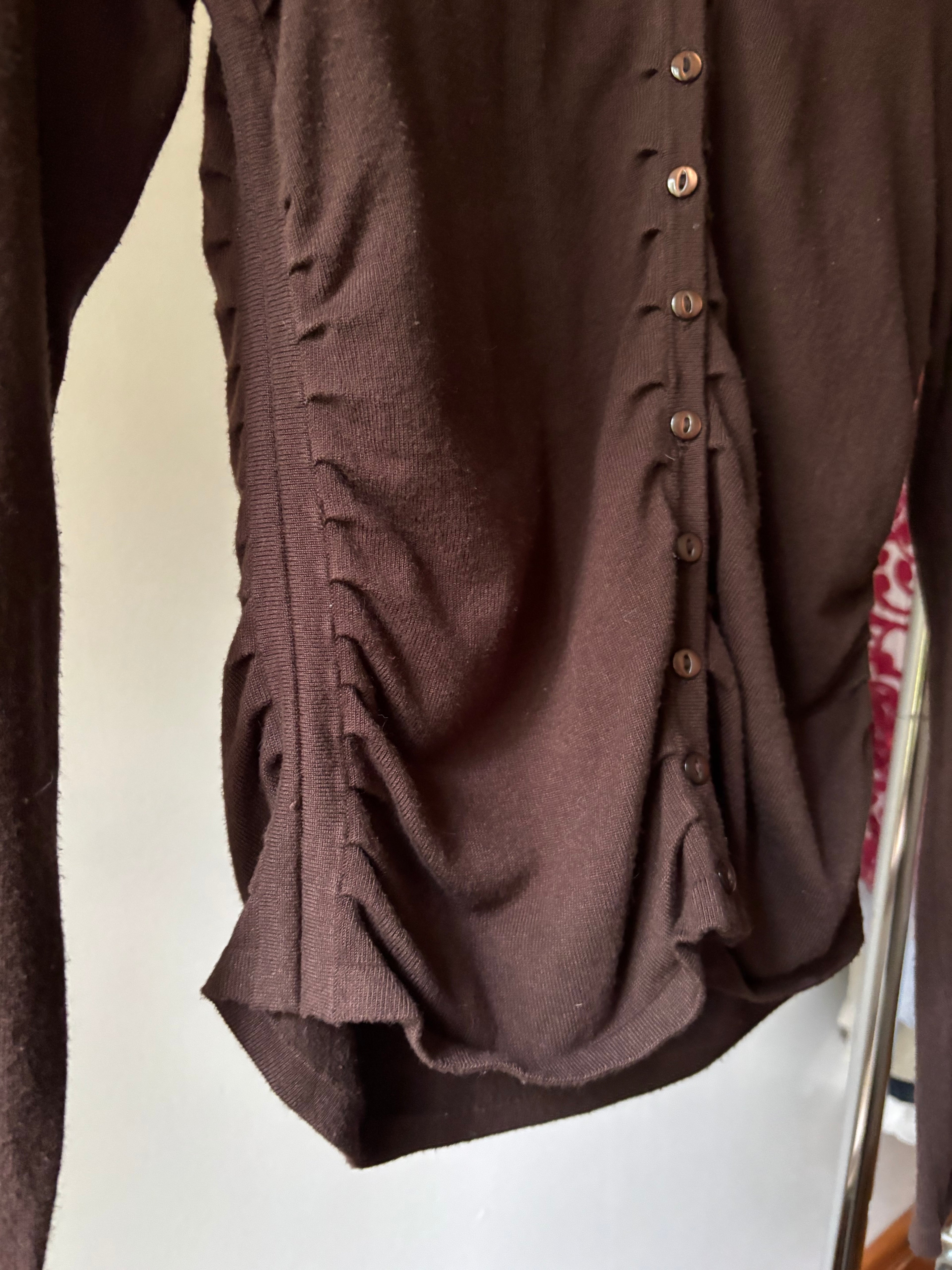 Soft Minimal Brown Ruched Cardigan