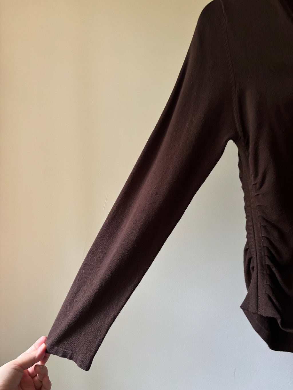 Soft Minimal Brown Ruched Cardigan