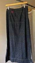 Y2K Low Rise Denim Maxi Skirt with Slits | 29" waist