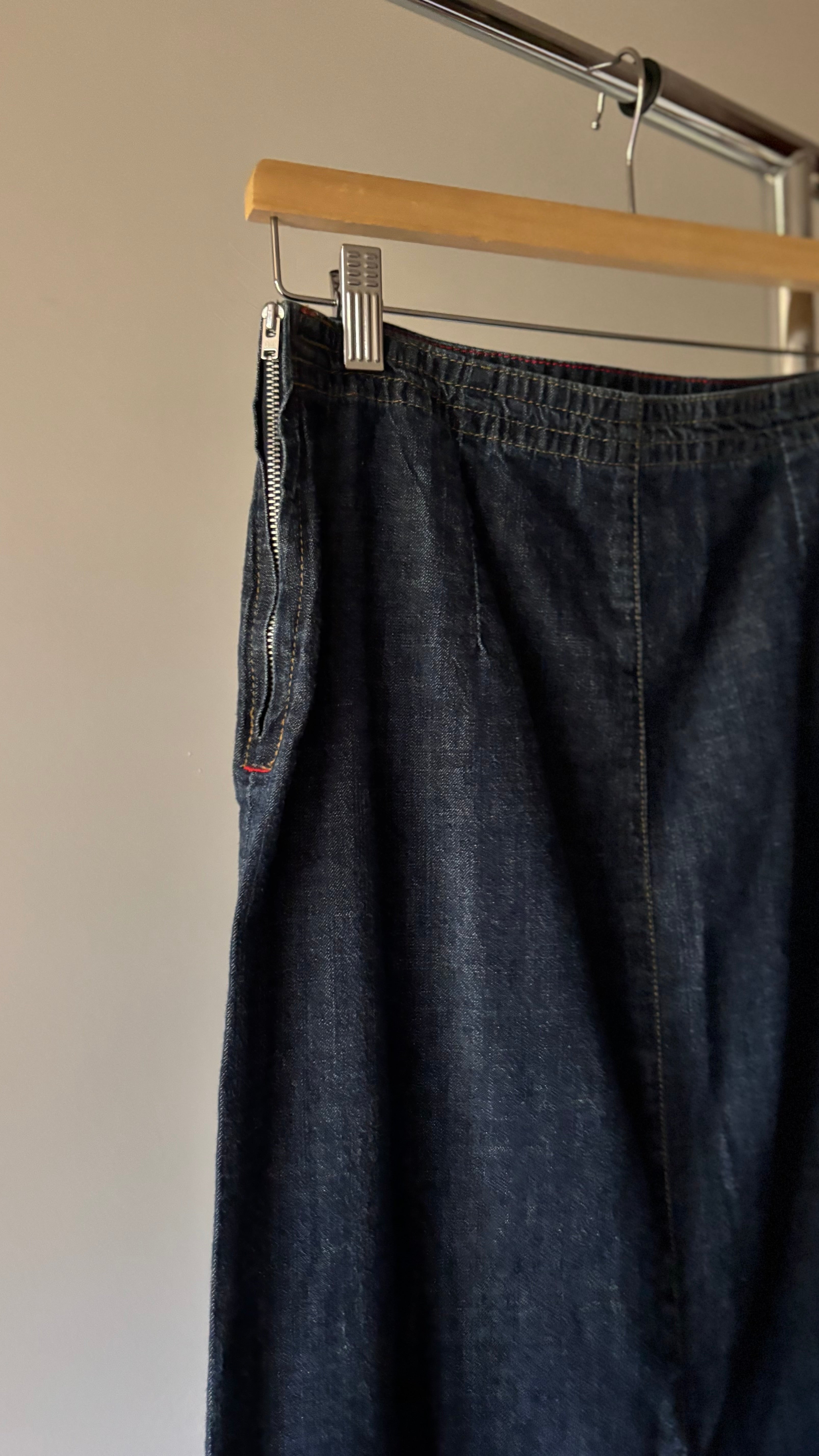 Y2K Low Rise Denim Maxi Skirt with Slits | 29" waist