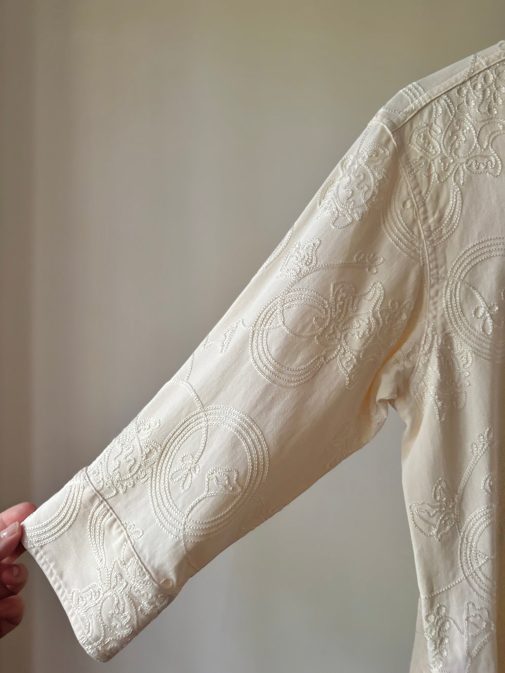 1990s Embroidered Cream Blouse