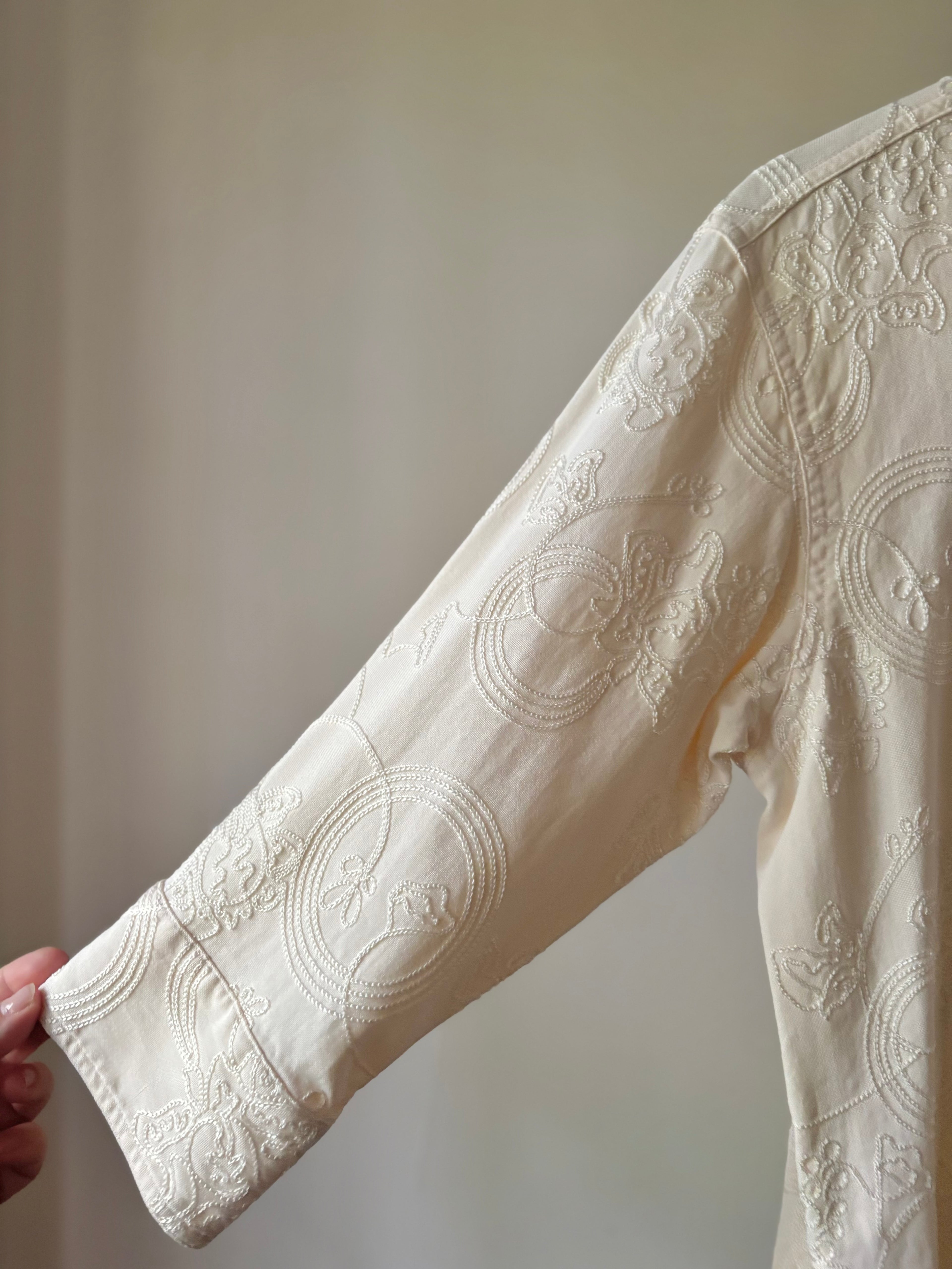 1990s Embroidered Cream Blouse