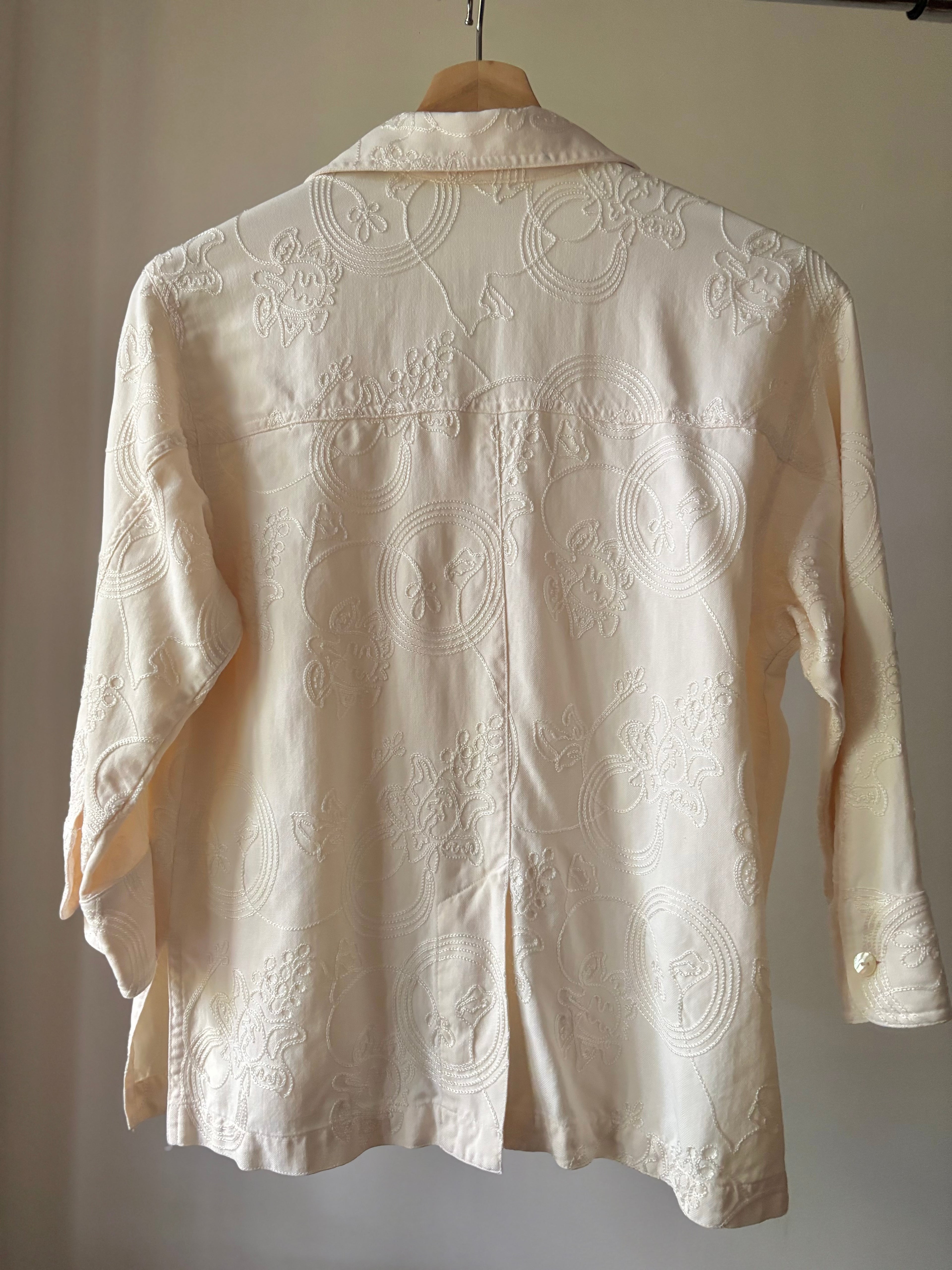 1990s Embroidered Cream Blouse