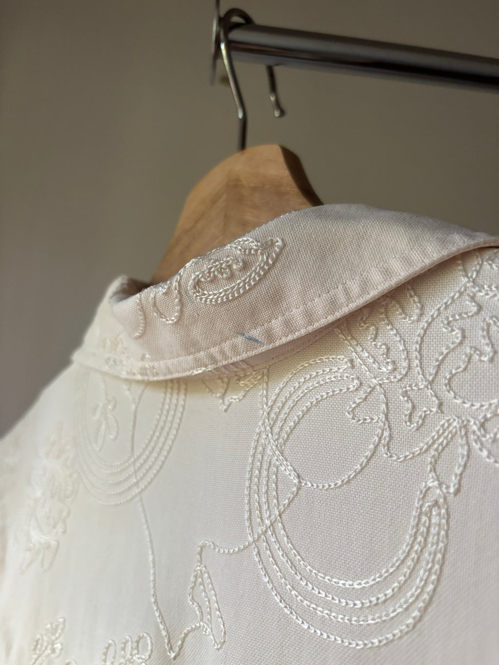 1990s Embroidered Cream Blouse