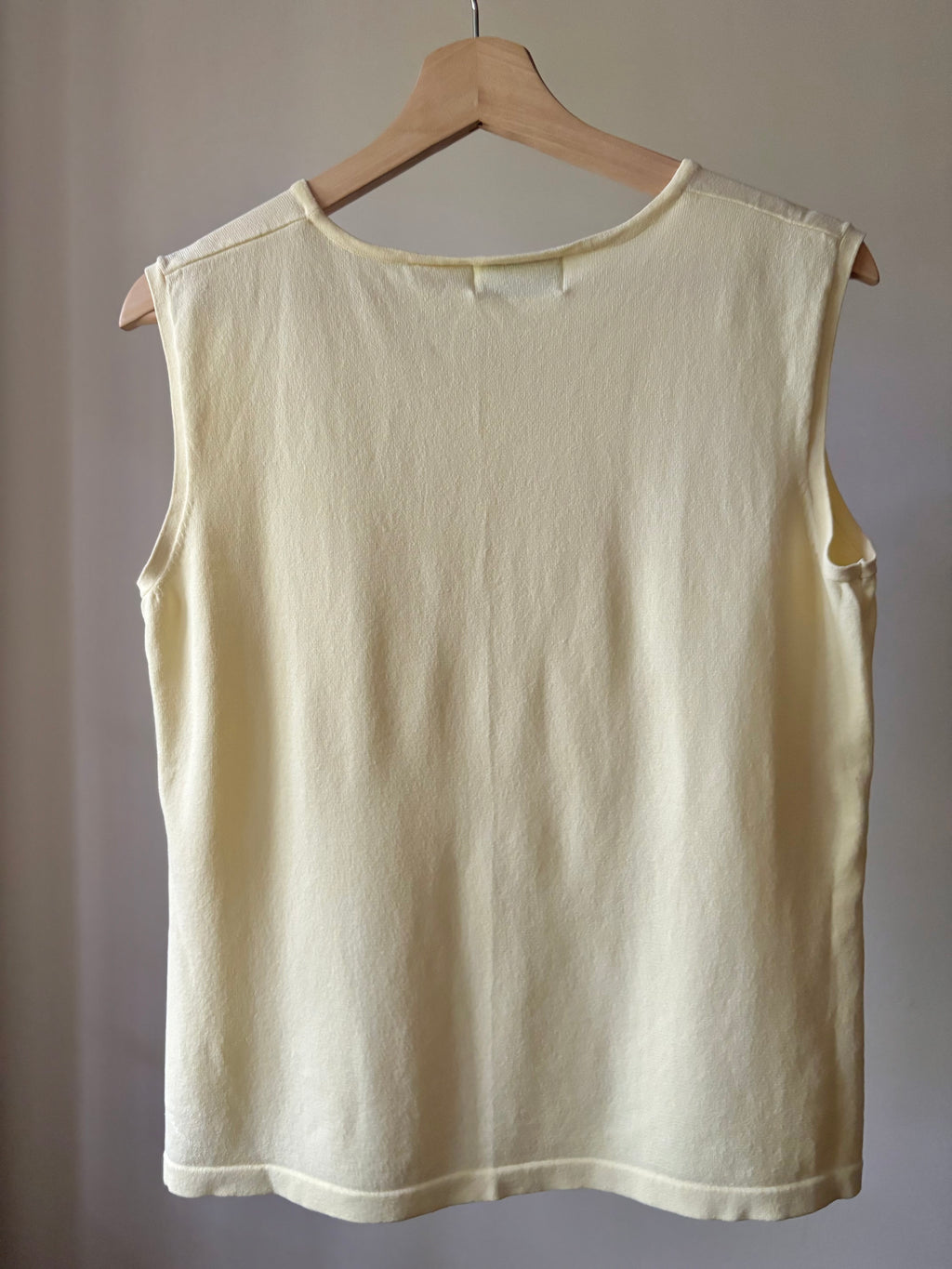 1990s Butter Yellow Tank with Embroidered Swirls