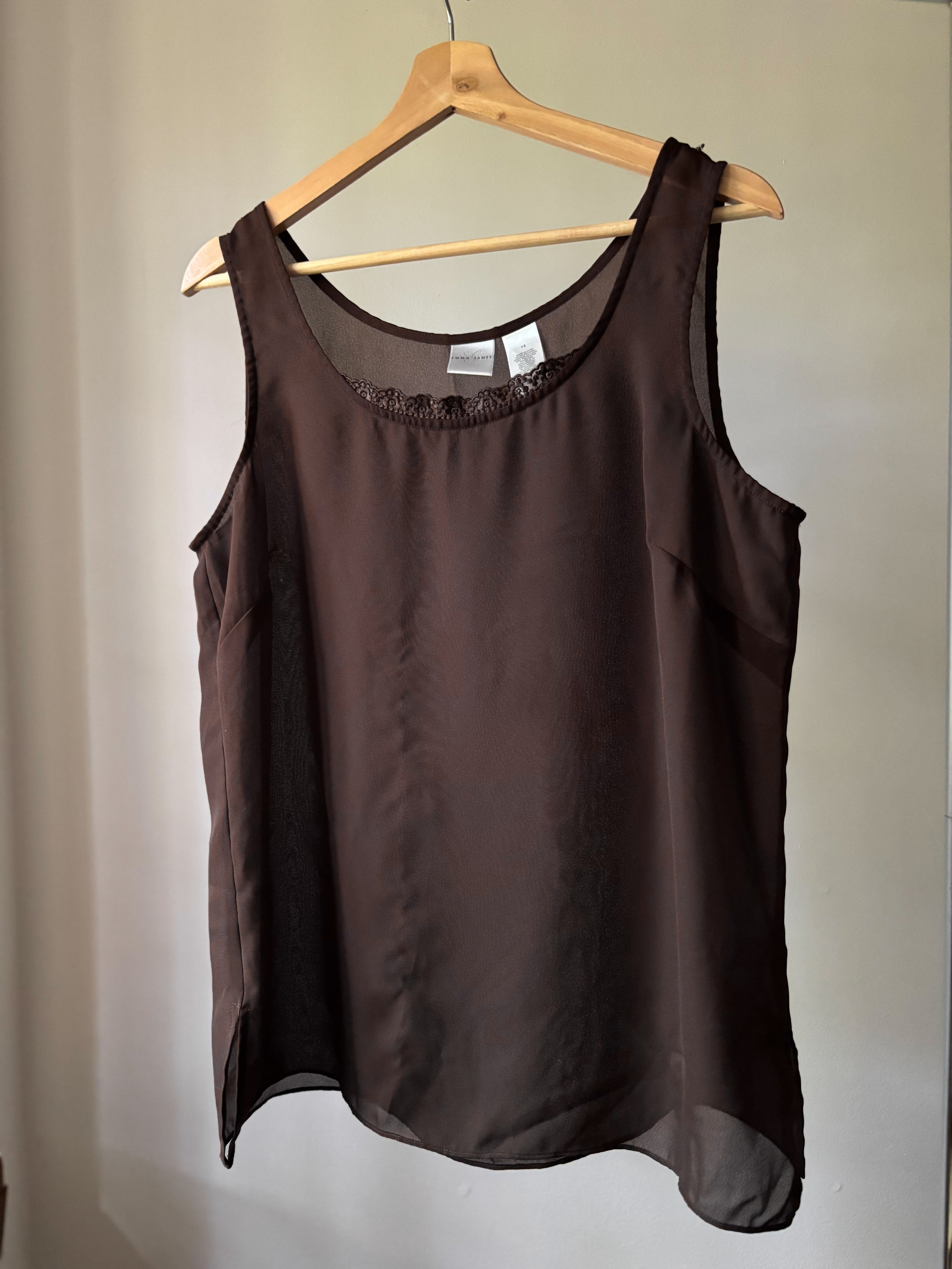 1990s Brown Sheer Tank Top