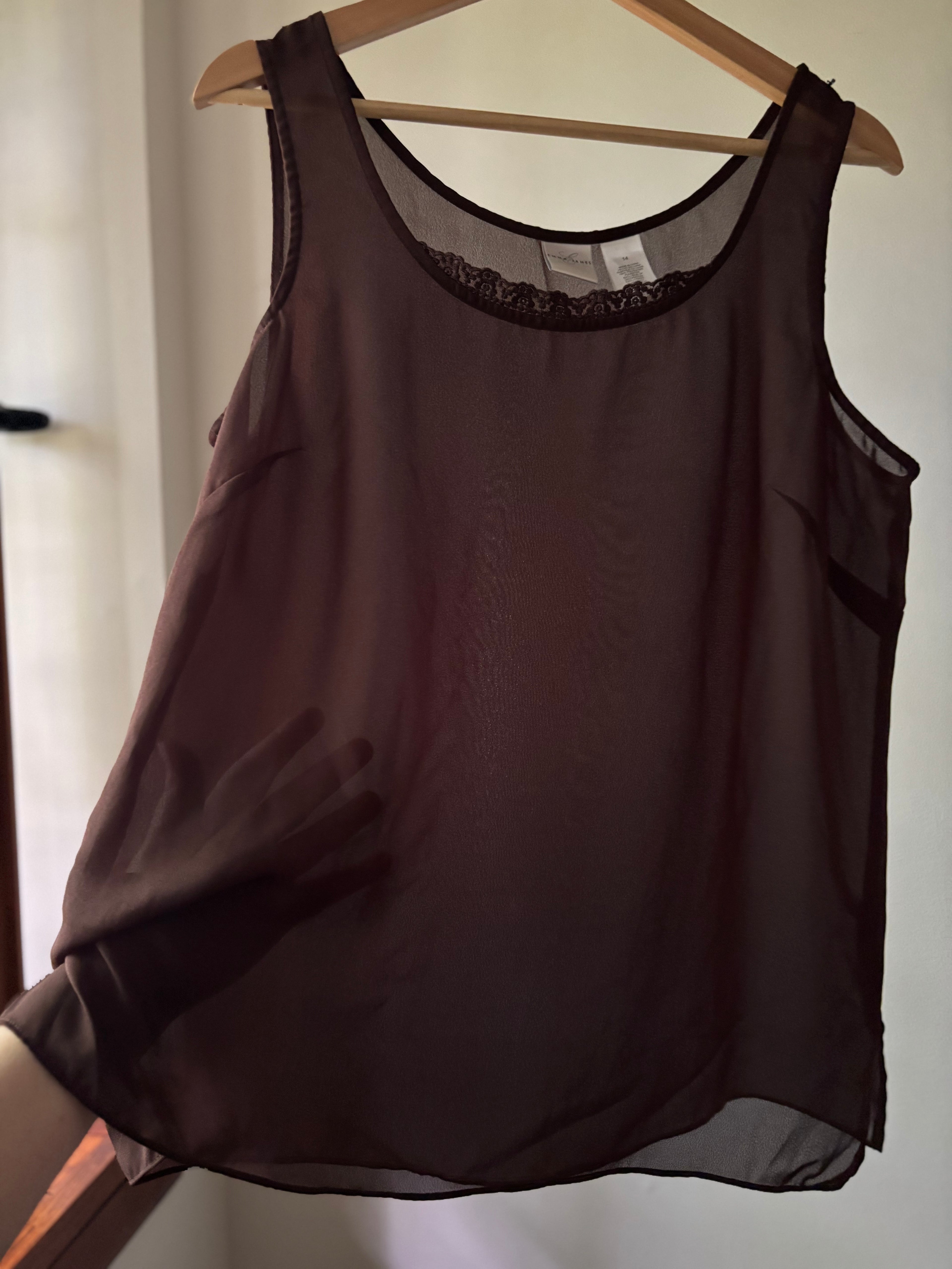 1990s Brown Sheer Tank Top