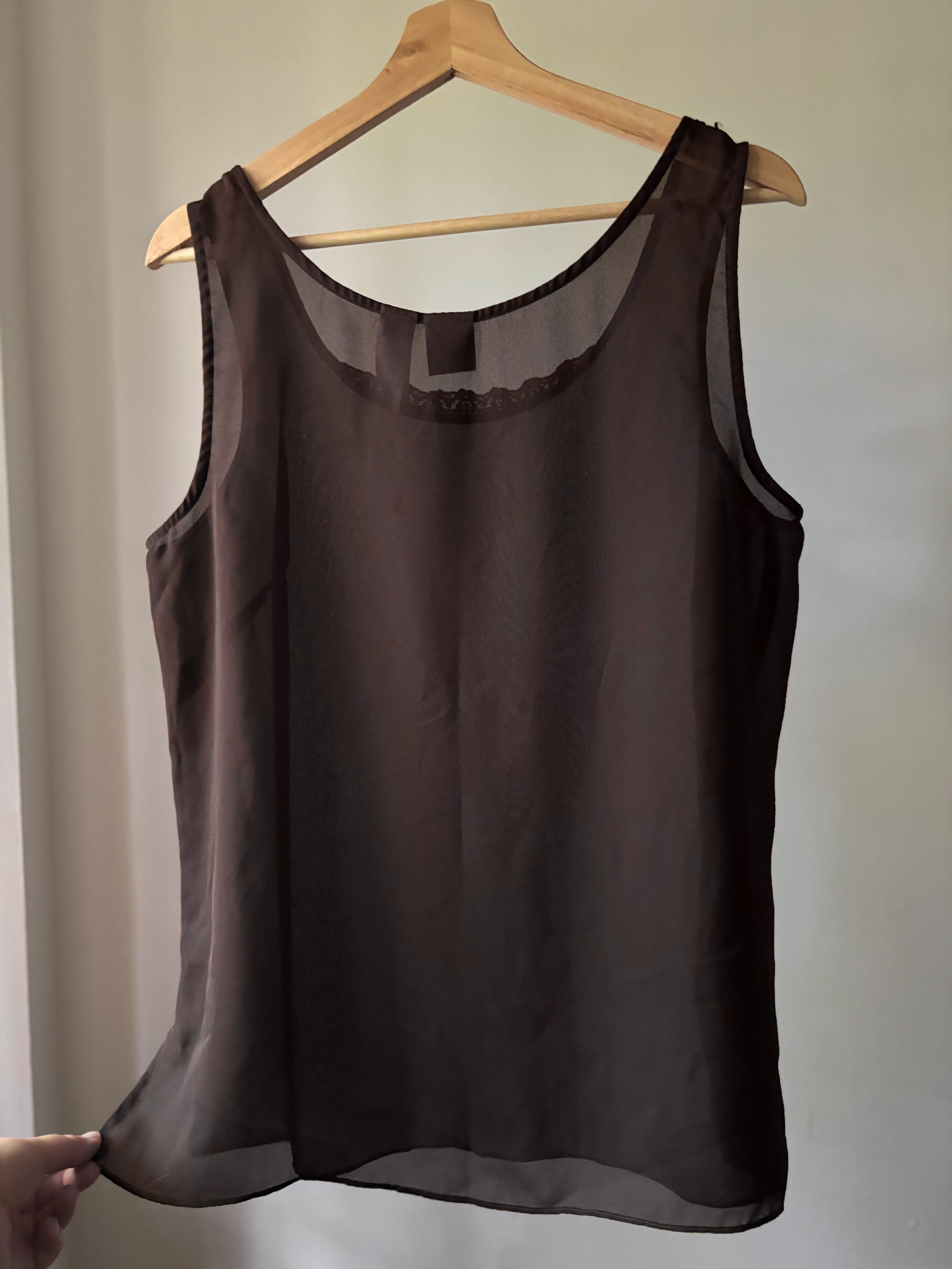 1990s Brown Sheer Tank Top