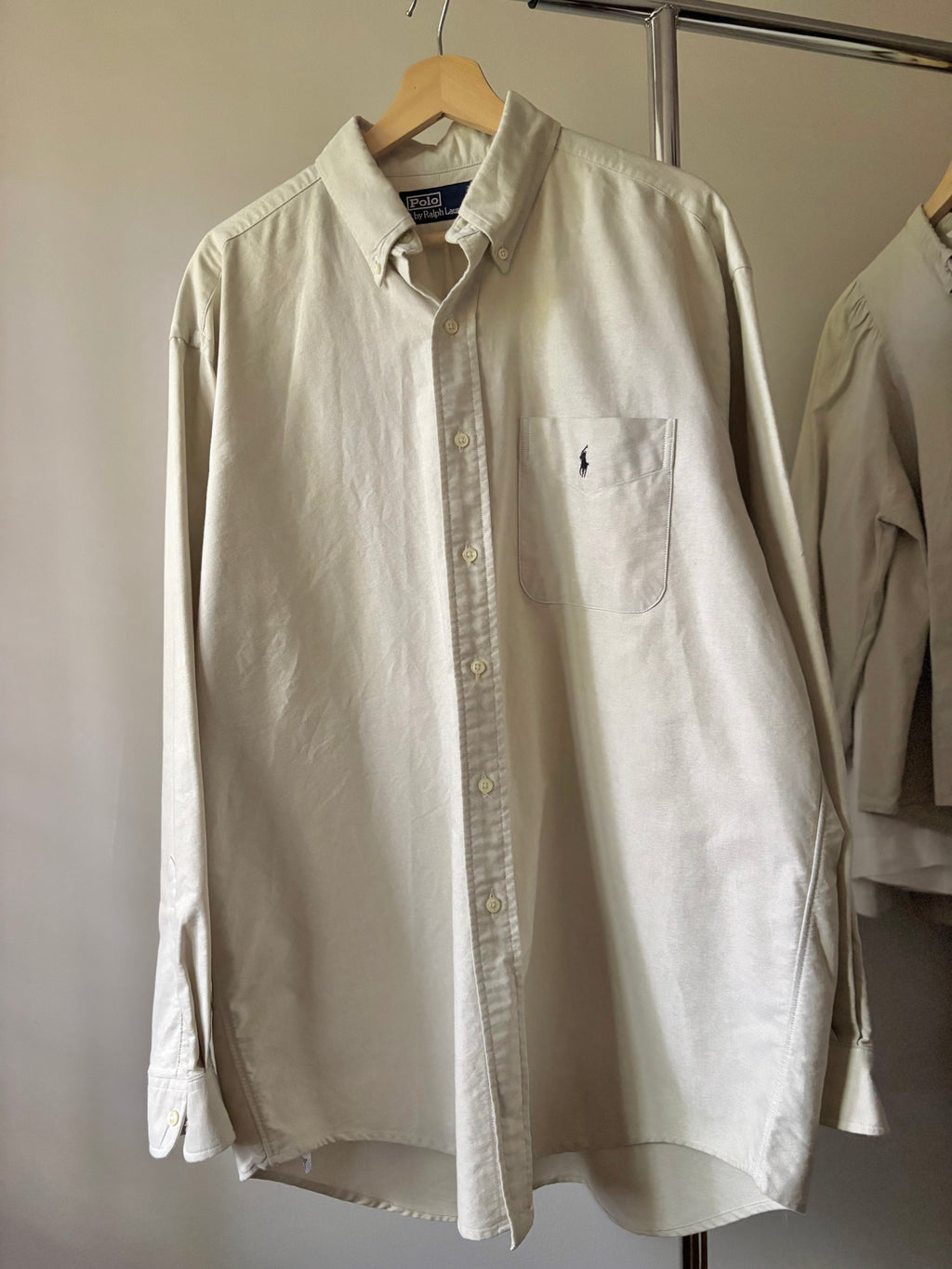 1990s Beige Ralph Lauren Button Up