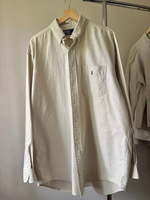 1990s Beige Ralph Lauren Button Up
