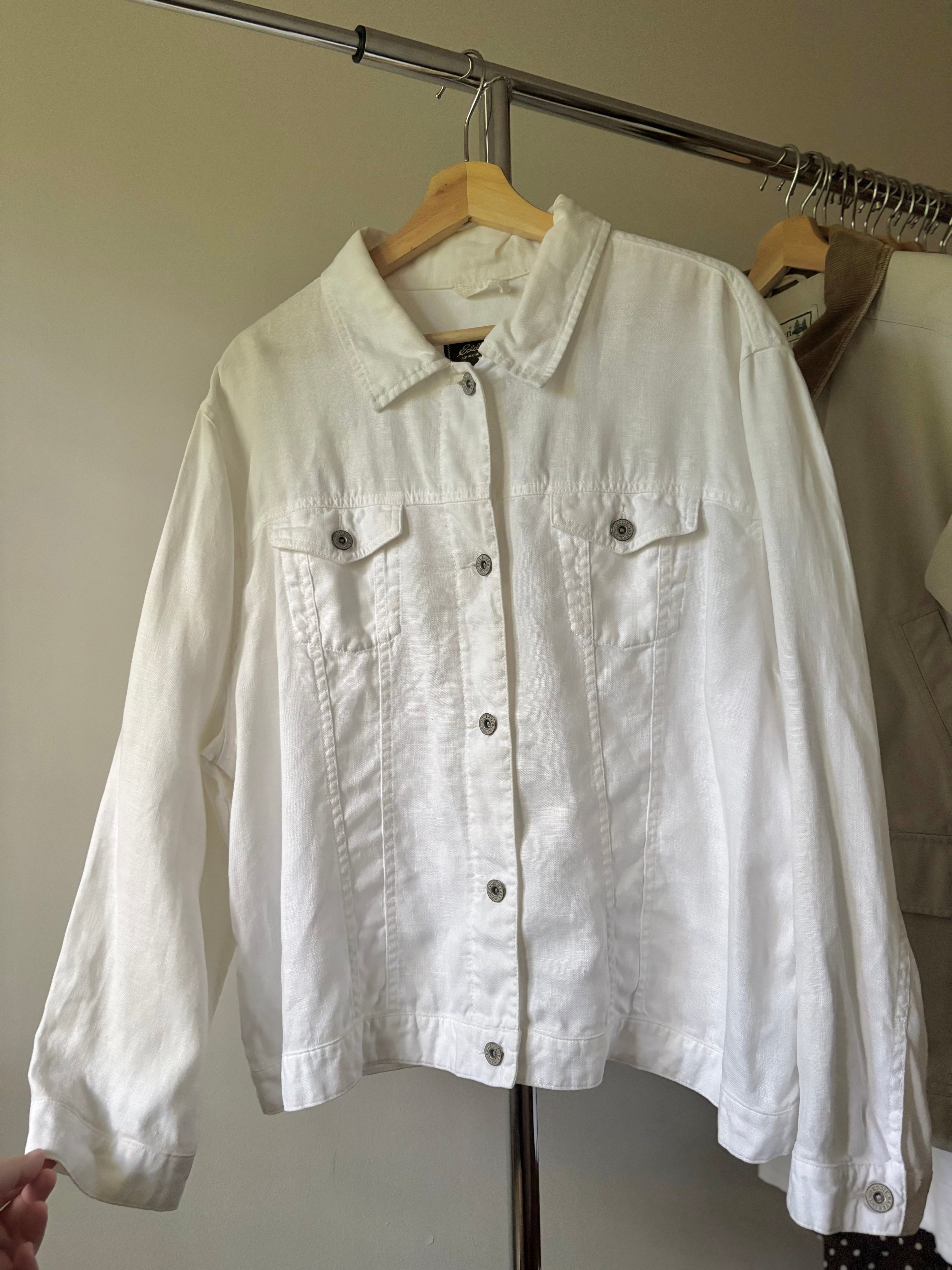 Y2K Boxy White Linen Everyday Jacket