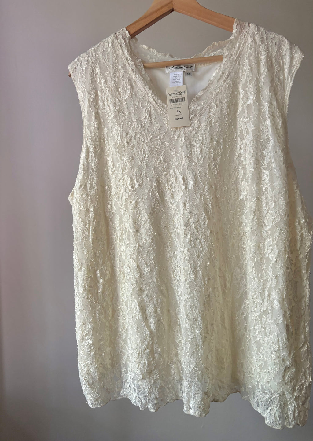 1990s Cream Lace Tank Top | Vintage Coldwater Creek