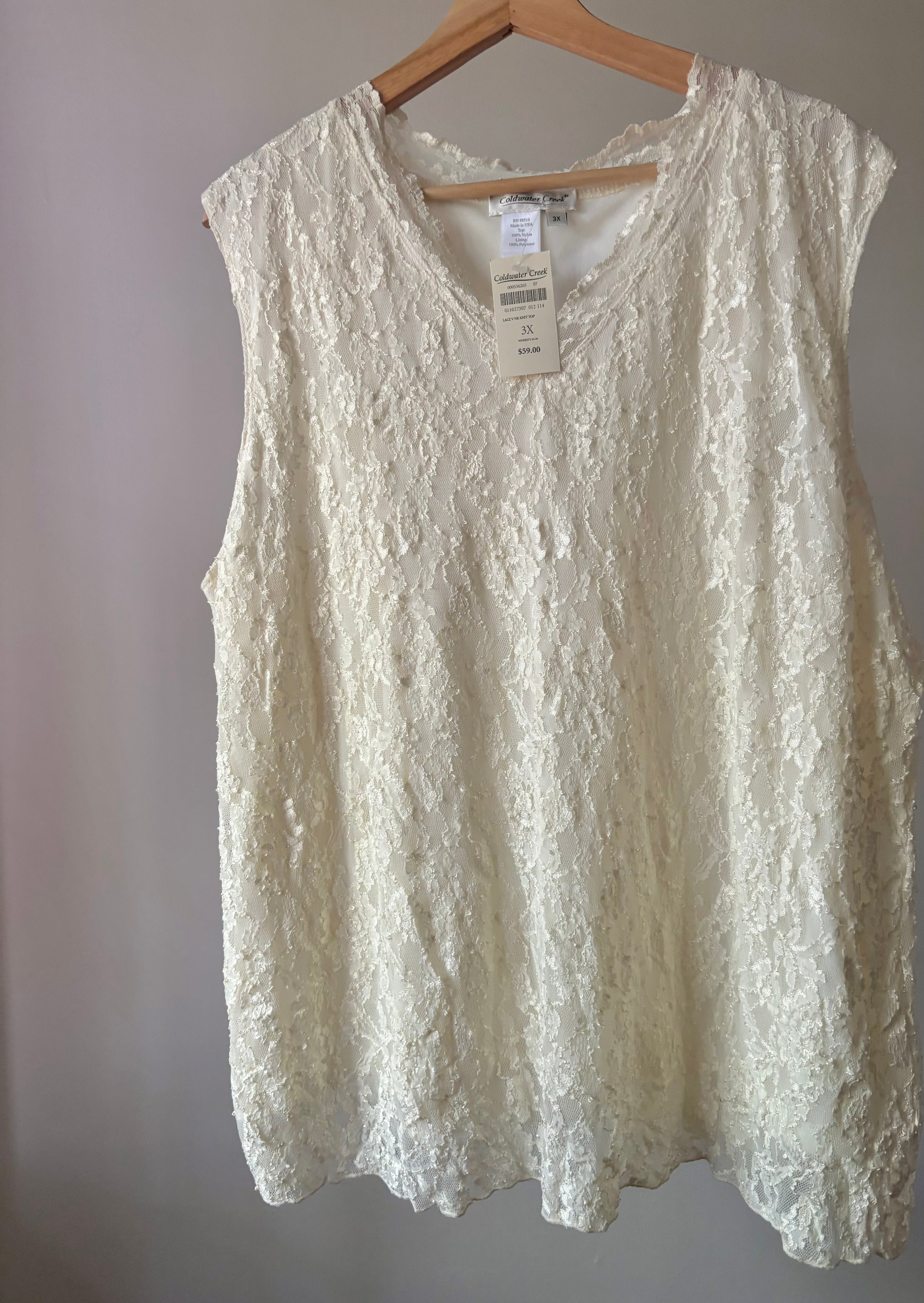 1990s Cream Lace Tank Top | Vintage Coldwater Creek