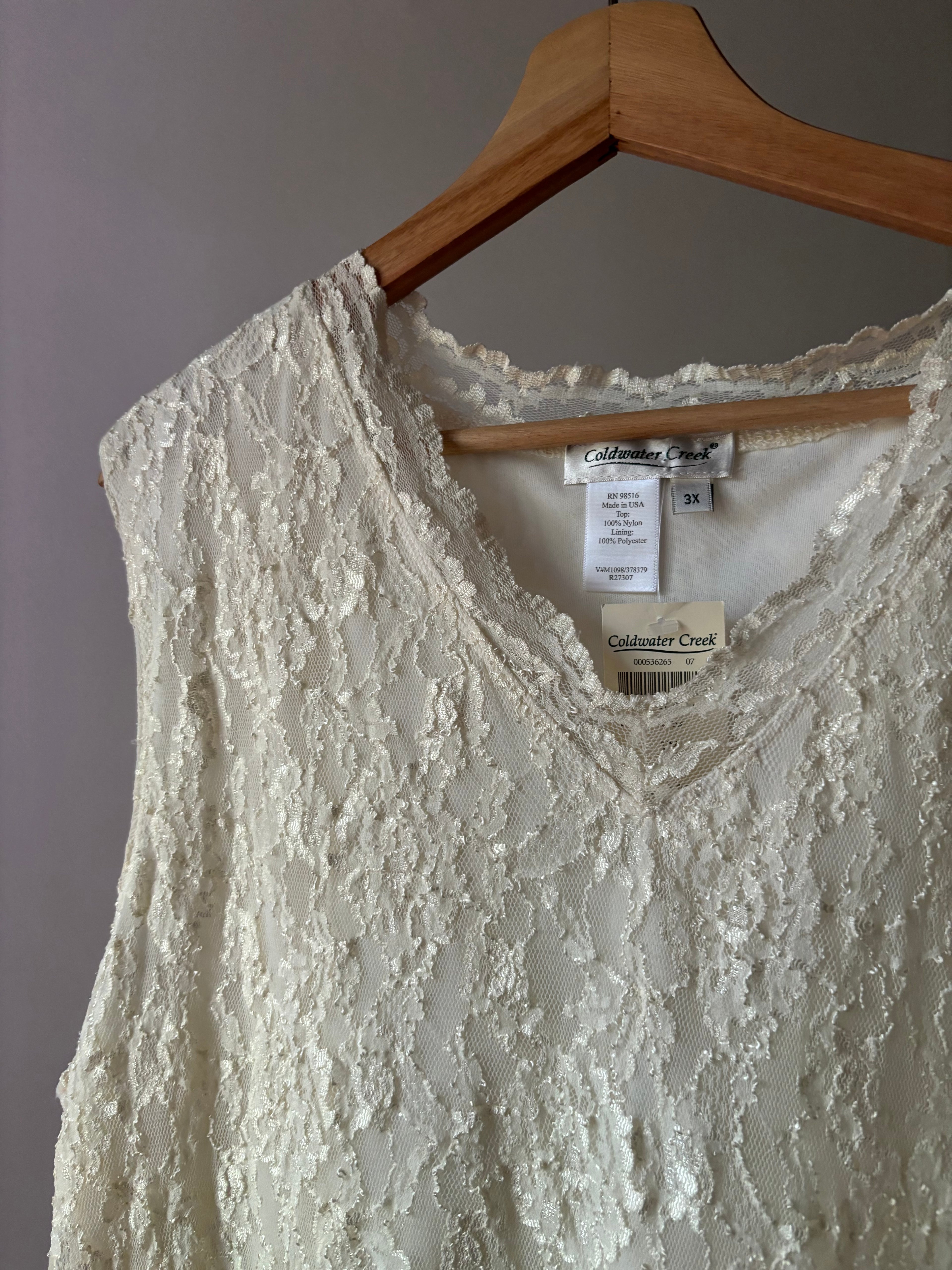 1990s Cream Lace Tank Top | Vintage Coldwater Creek