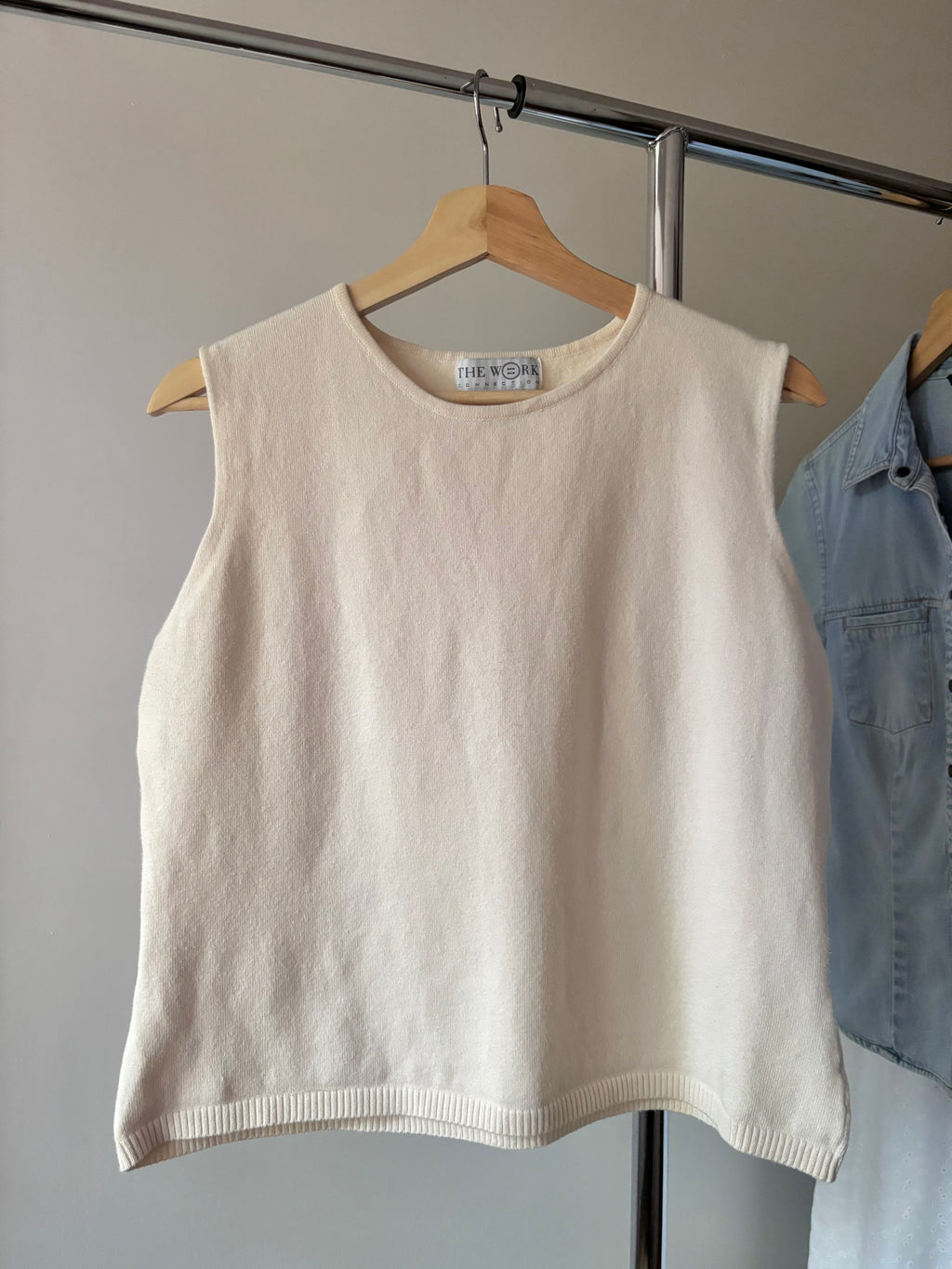 1990s Soft Cotton Cream Boxy Tank Top