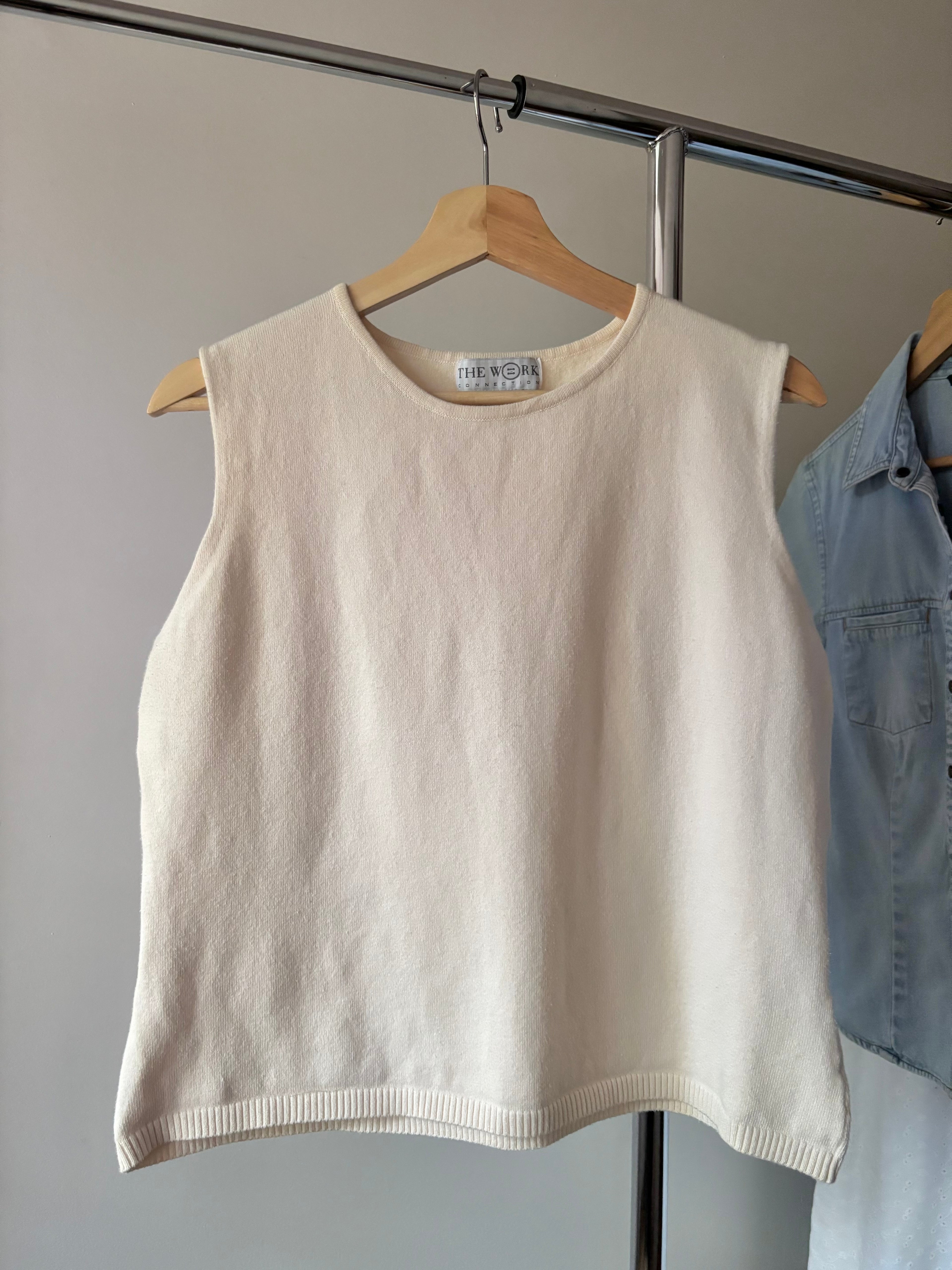 1990s Soft Cotton Cream Boxy Tank Top