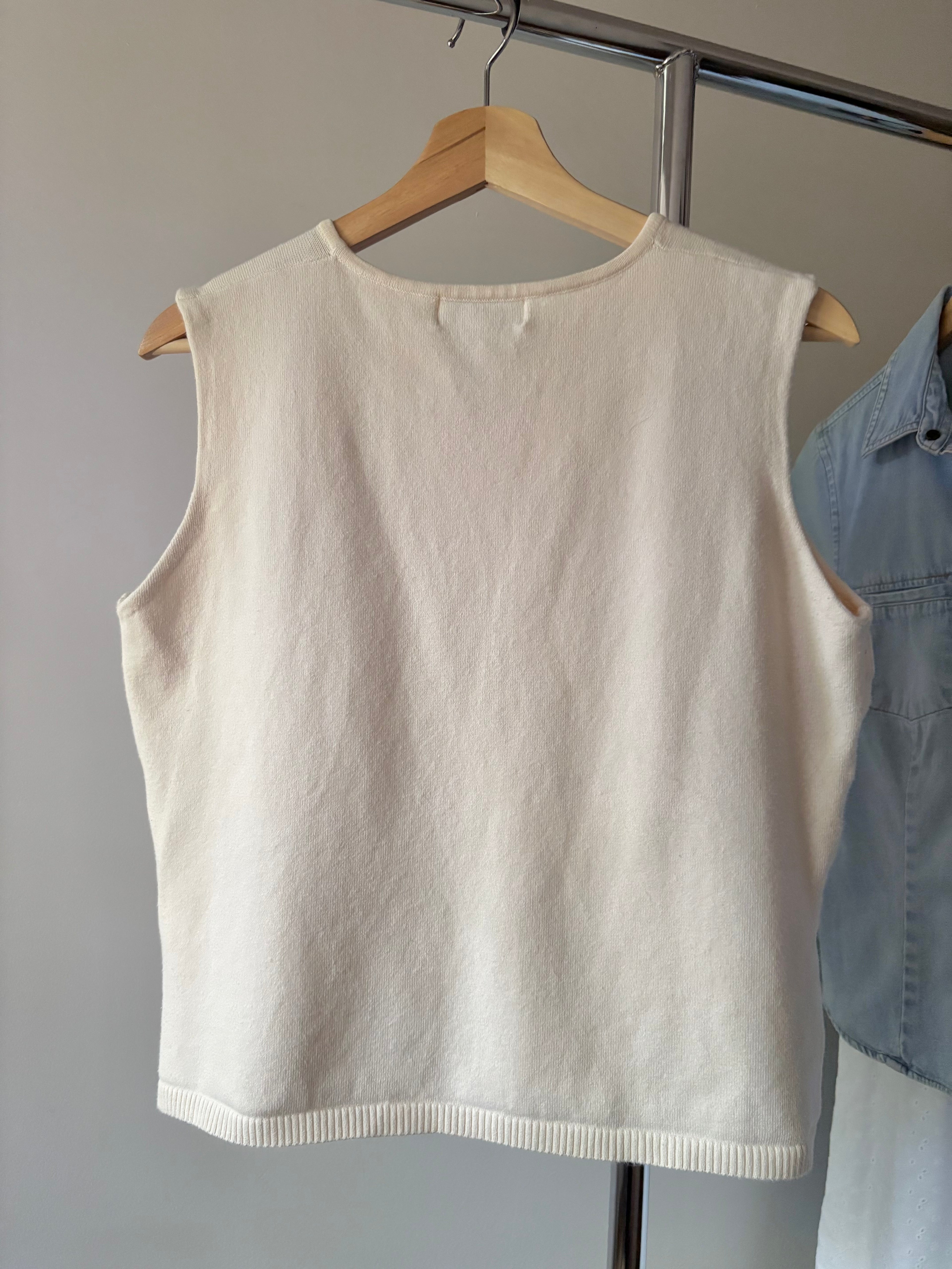 1990s Soft Cotton Cream Boxy Tank Top