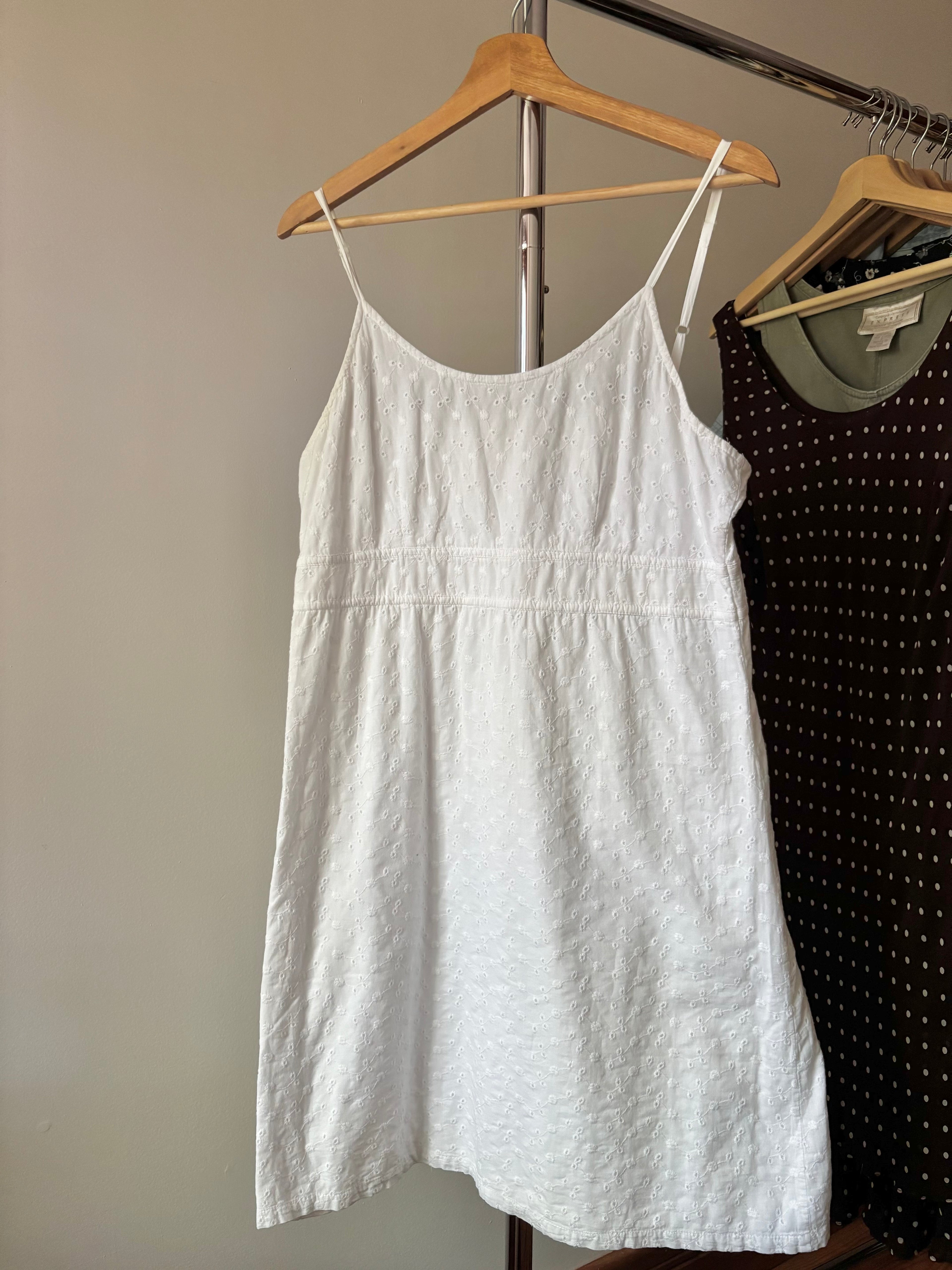 White Cotton Eyelet Mini Dress