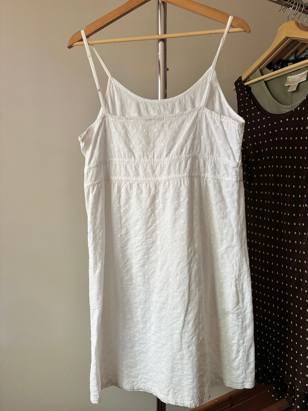 White Cotton Eyelet Mini Dress