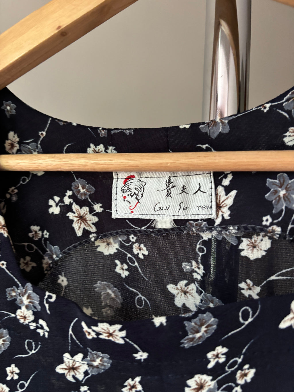 1990s Floral Sheer Mini Dress with Flowy Skirt