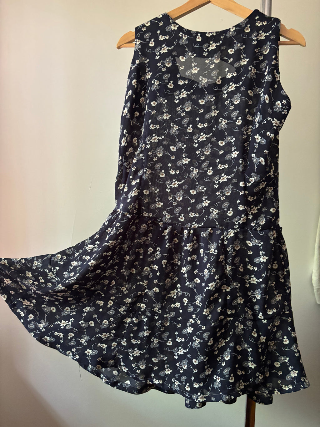 1990s Floral Sheer Mini Dress with Flowy Skirt