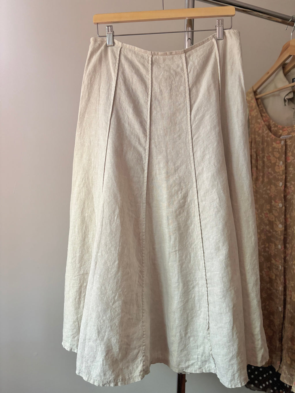 Y2K Linen & Cotton Flowy Maxi Skirt | 30" waist
