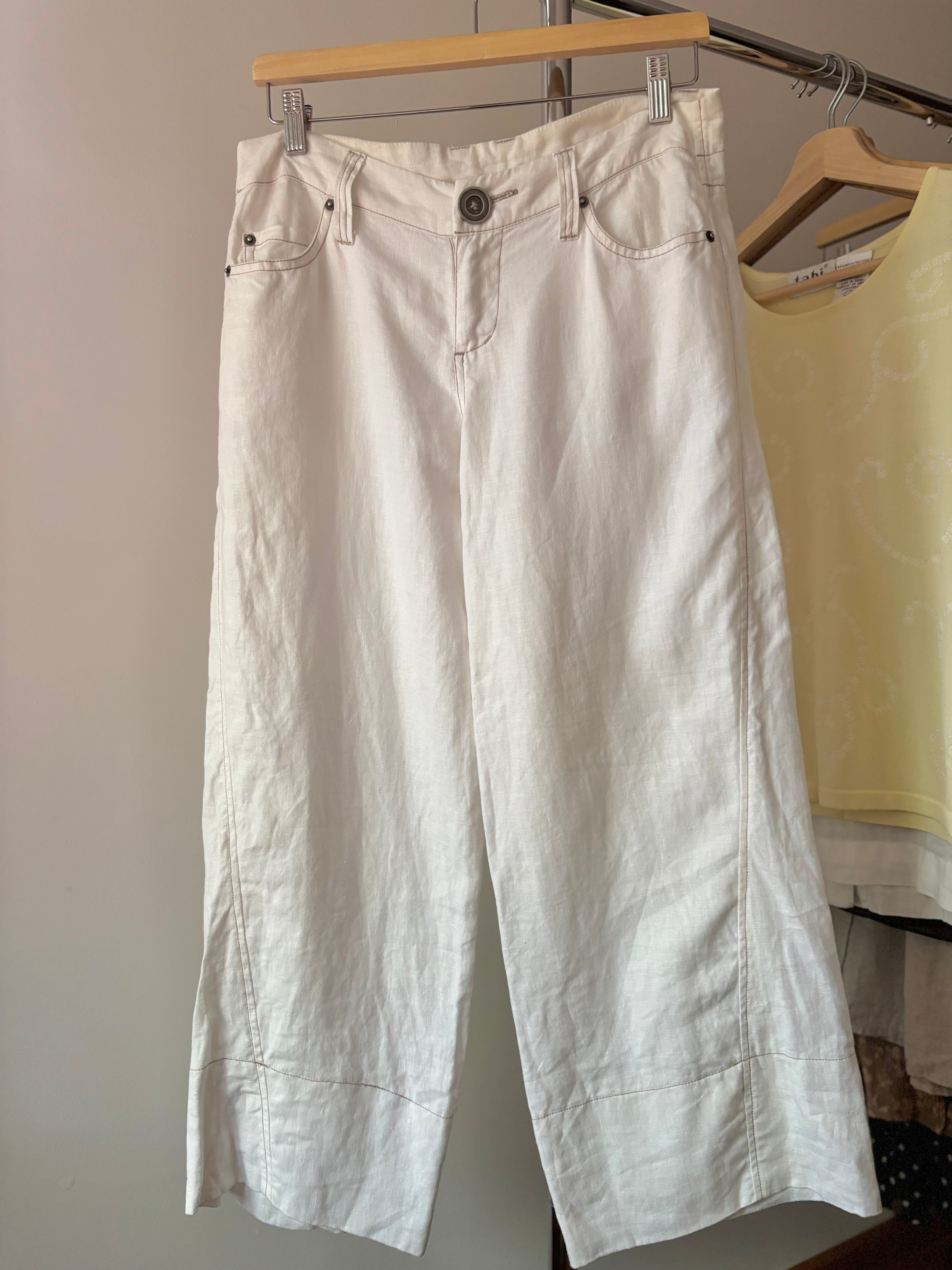 Y2K Low Rise Linen Wide Leg Pants | 31" waist
