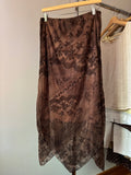 1990s Brown Paisley Asymmetrical Skirt | 31-34" waist