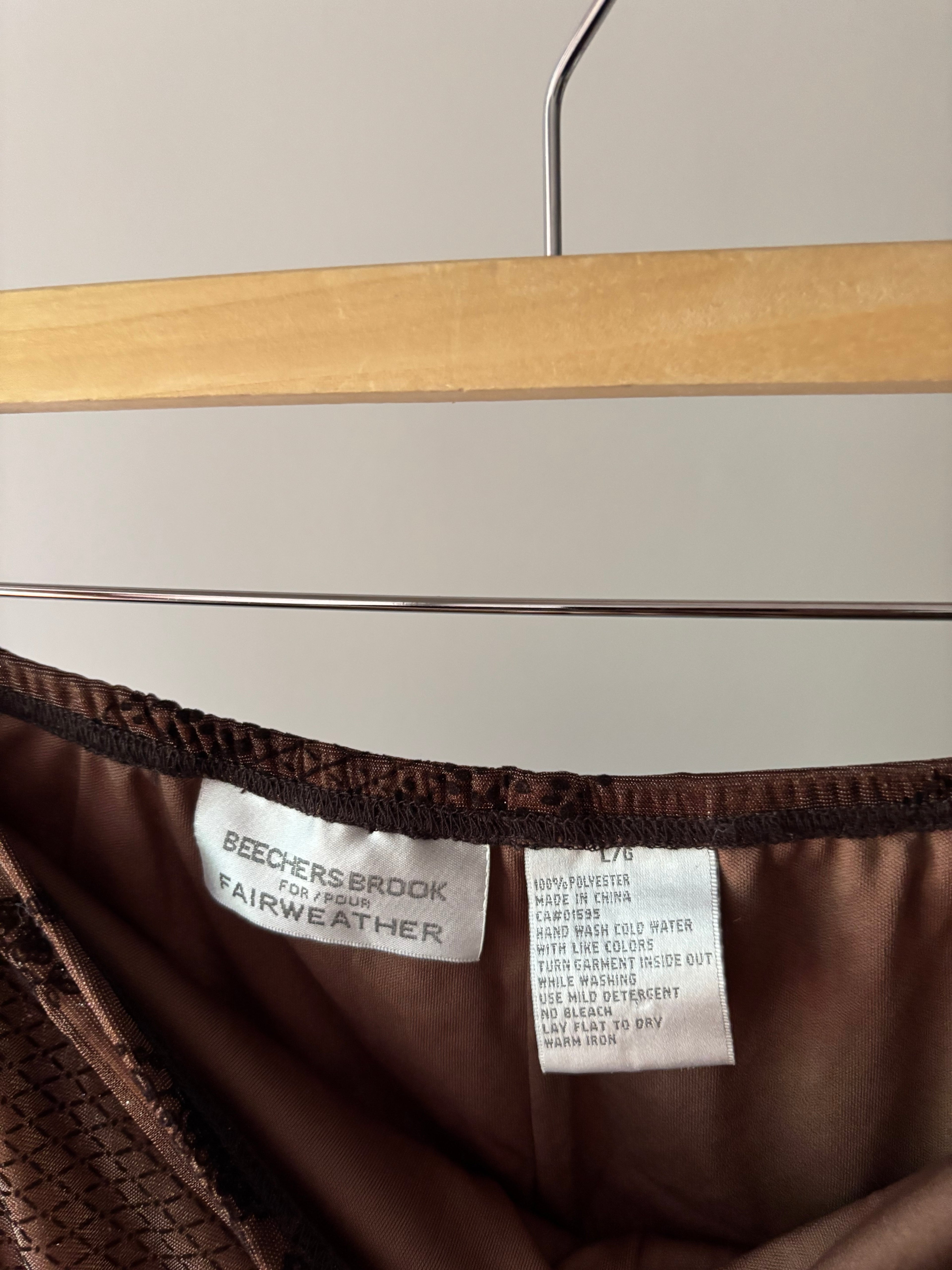 1990s Brown Paisley Asymmetrical Skirt | 31-34" waist