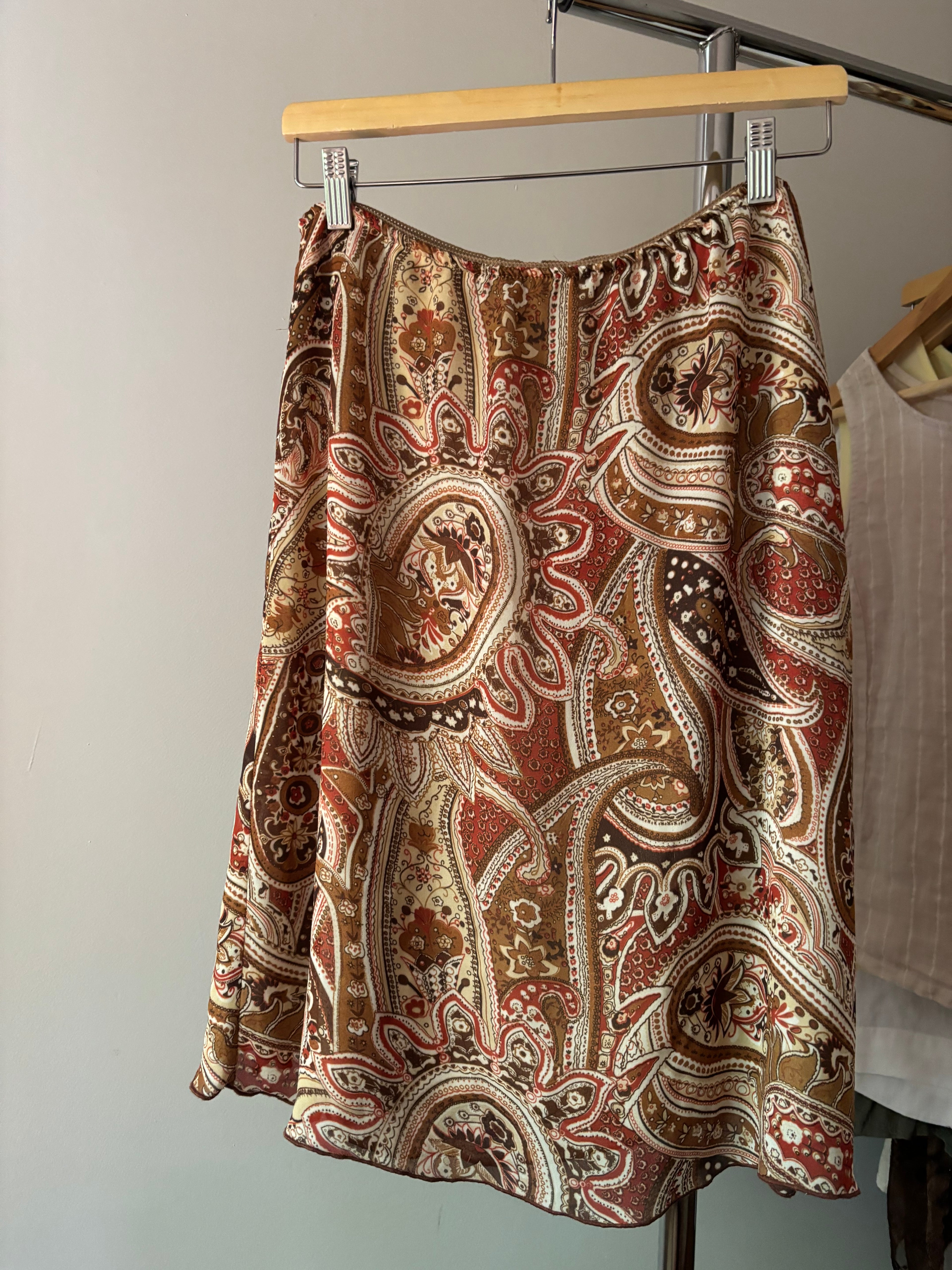 1990s Paisley Midi Slip Skirt | 32-36" waist