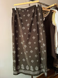 1990s Olive Green Floral Maxi Skirt with Slit | 34" waist