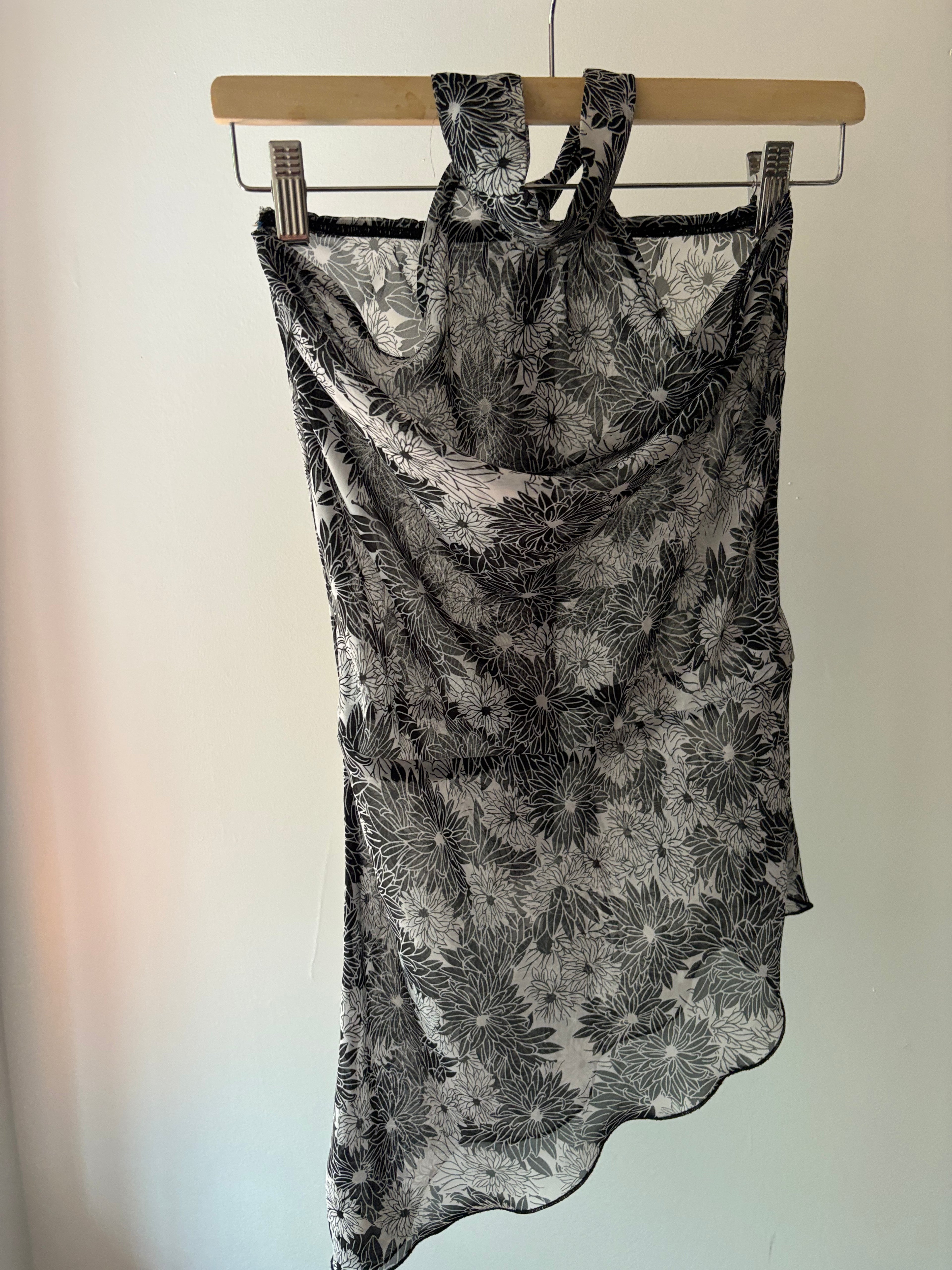 Y2K Asymmetrical Sheer Halter Top