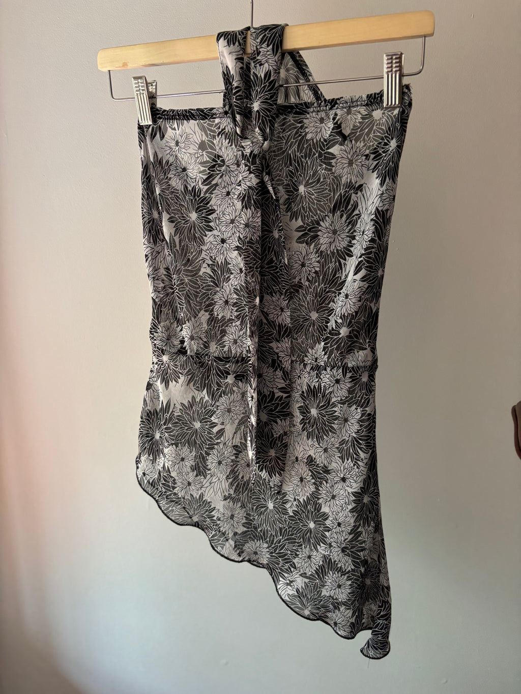 Y2K Asymmetrical Sheer Halter Top