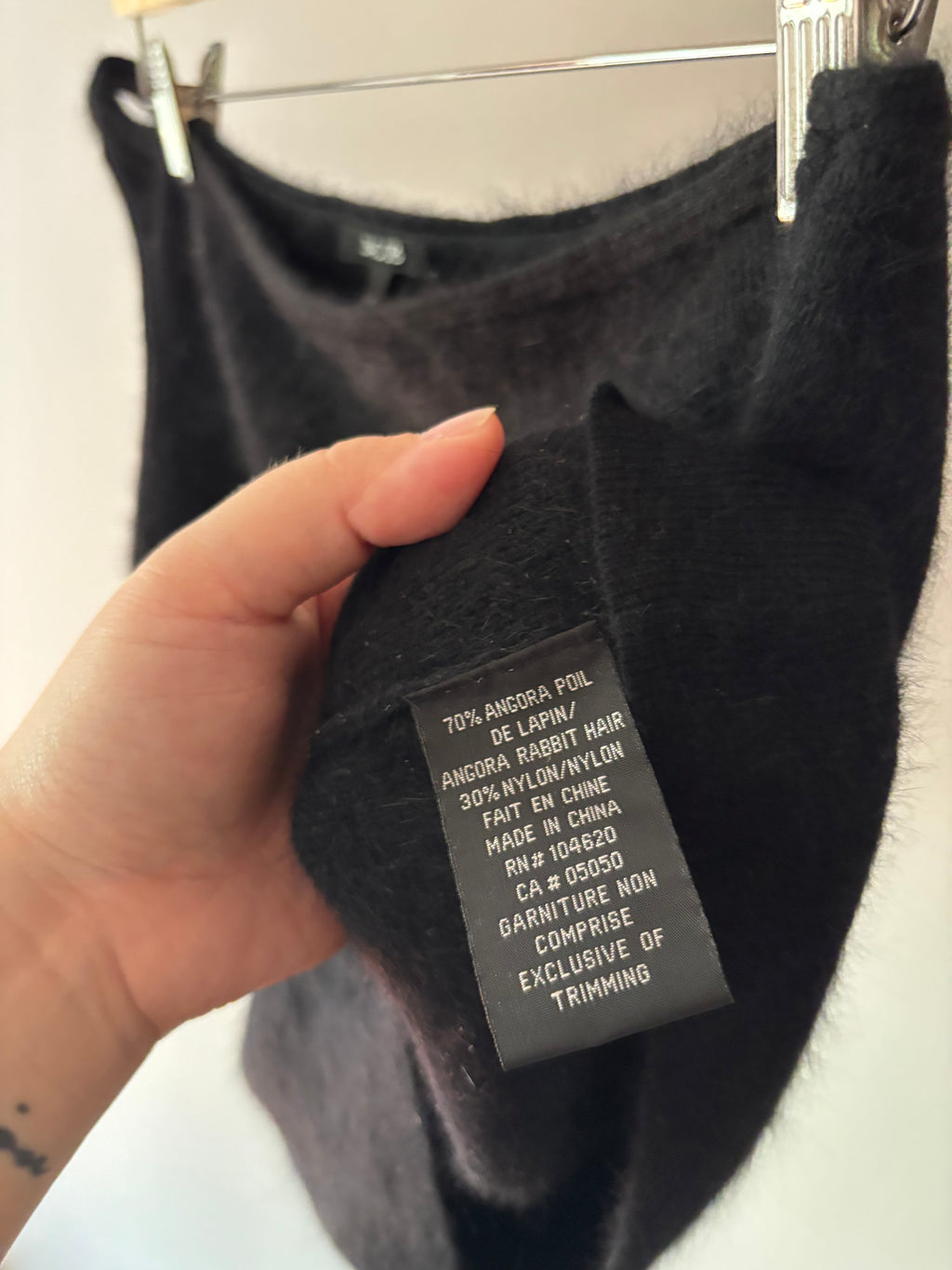 Y2K Angora Black One Shoulder Crop Top