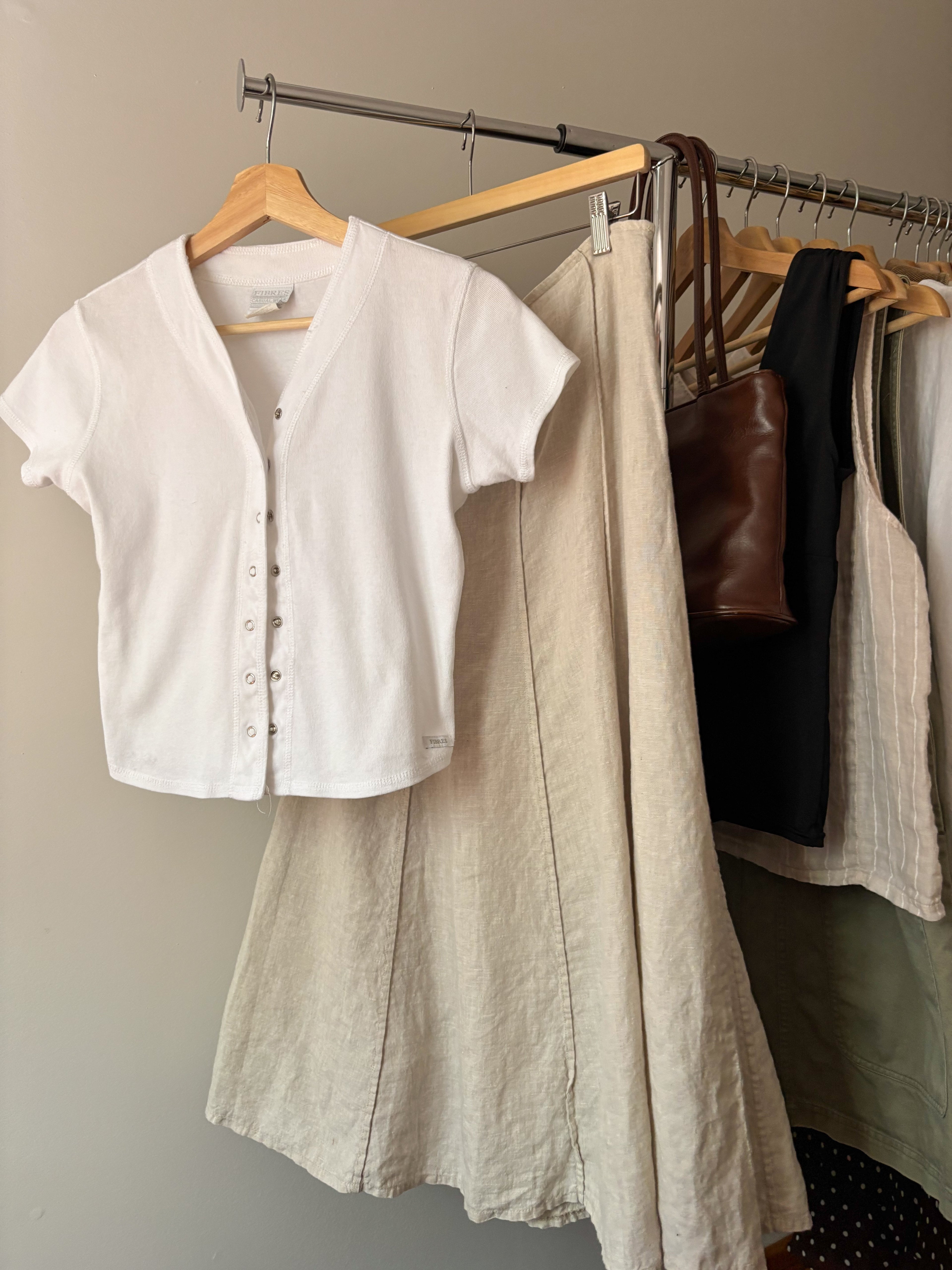 Y2K Linen & Cotton Flowy Maxi Skirt | 30" waist
