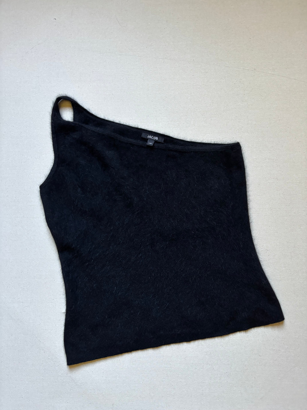 Y2K Angora Black One Shoulder Crop Top