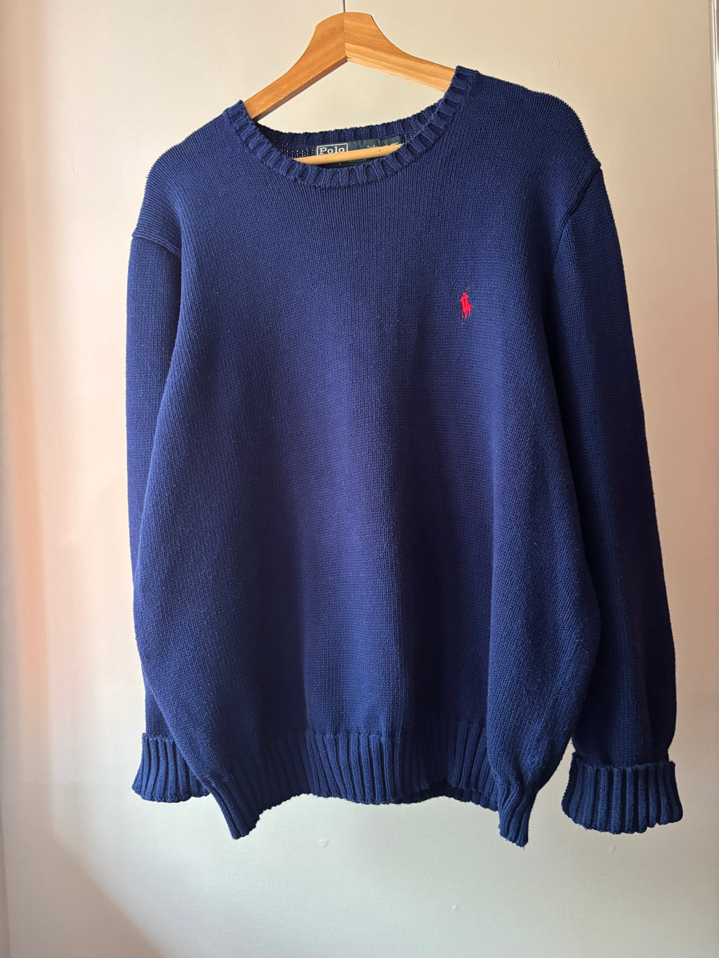 1990s Cobalt Ralph Lauren Cotton Sweater