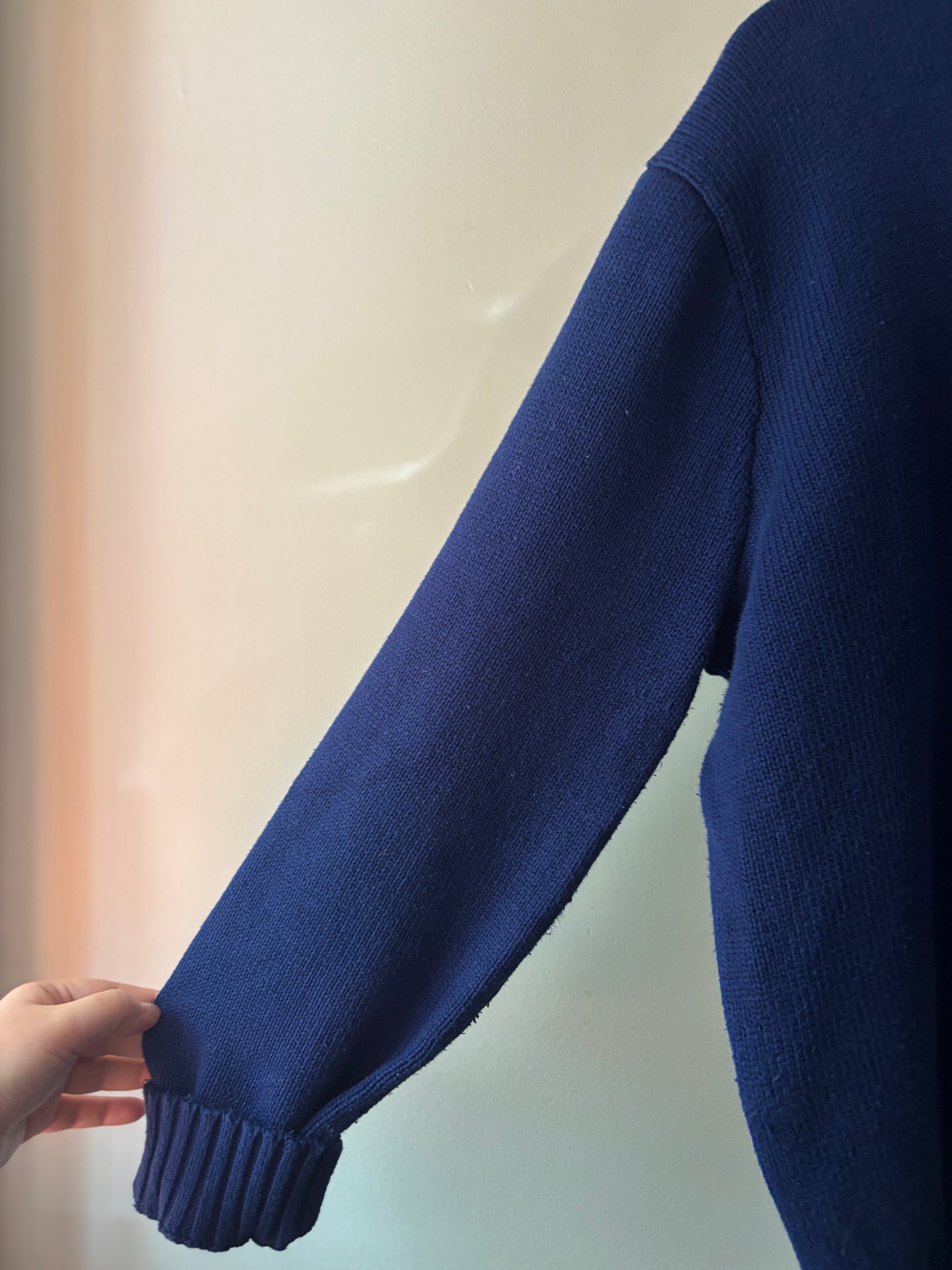 1990s Cobalt Ralph Lauren Cotton Sweater