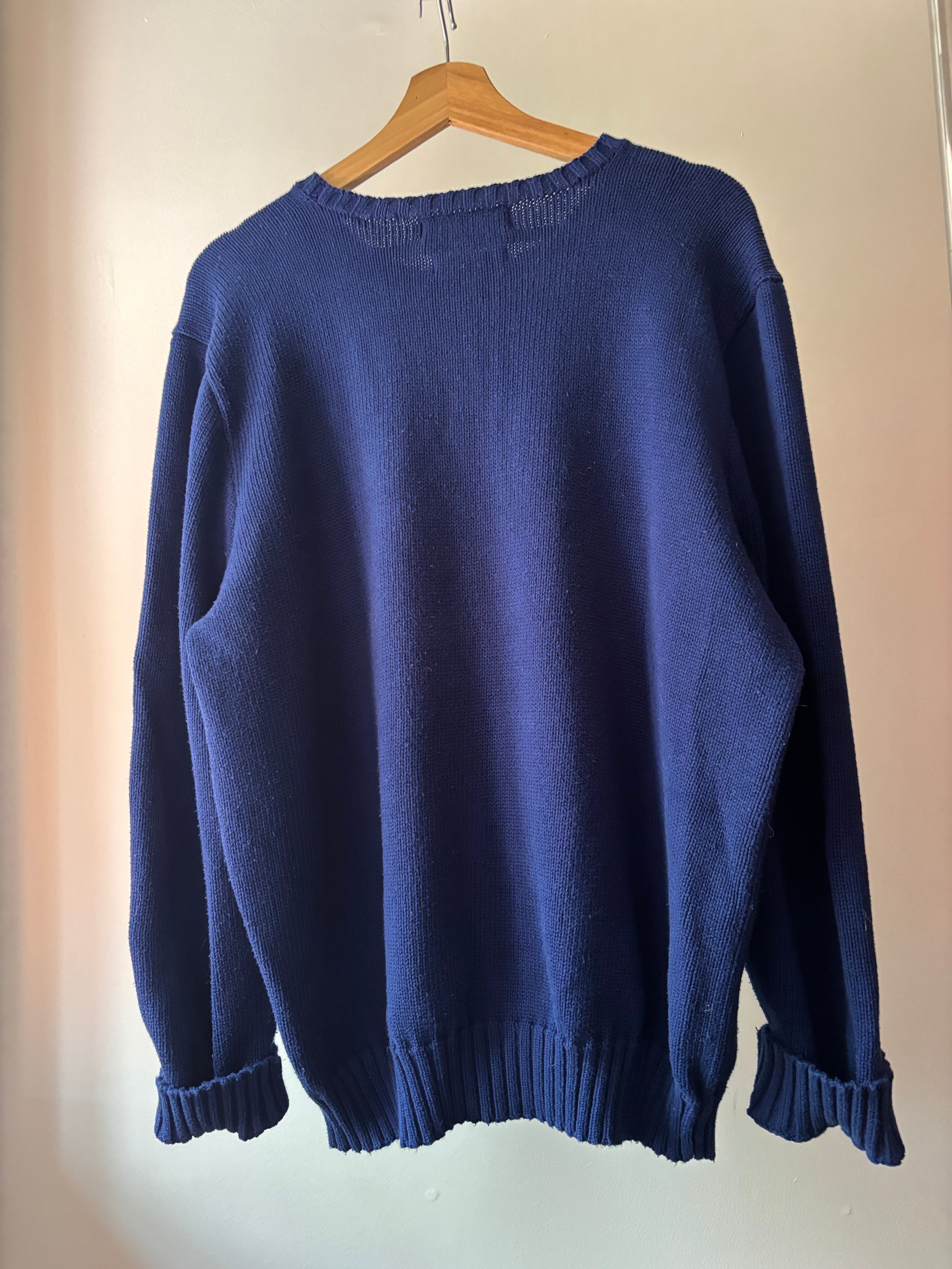 1990s Cobalt Ralph Lauren Cotton Sweater